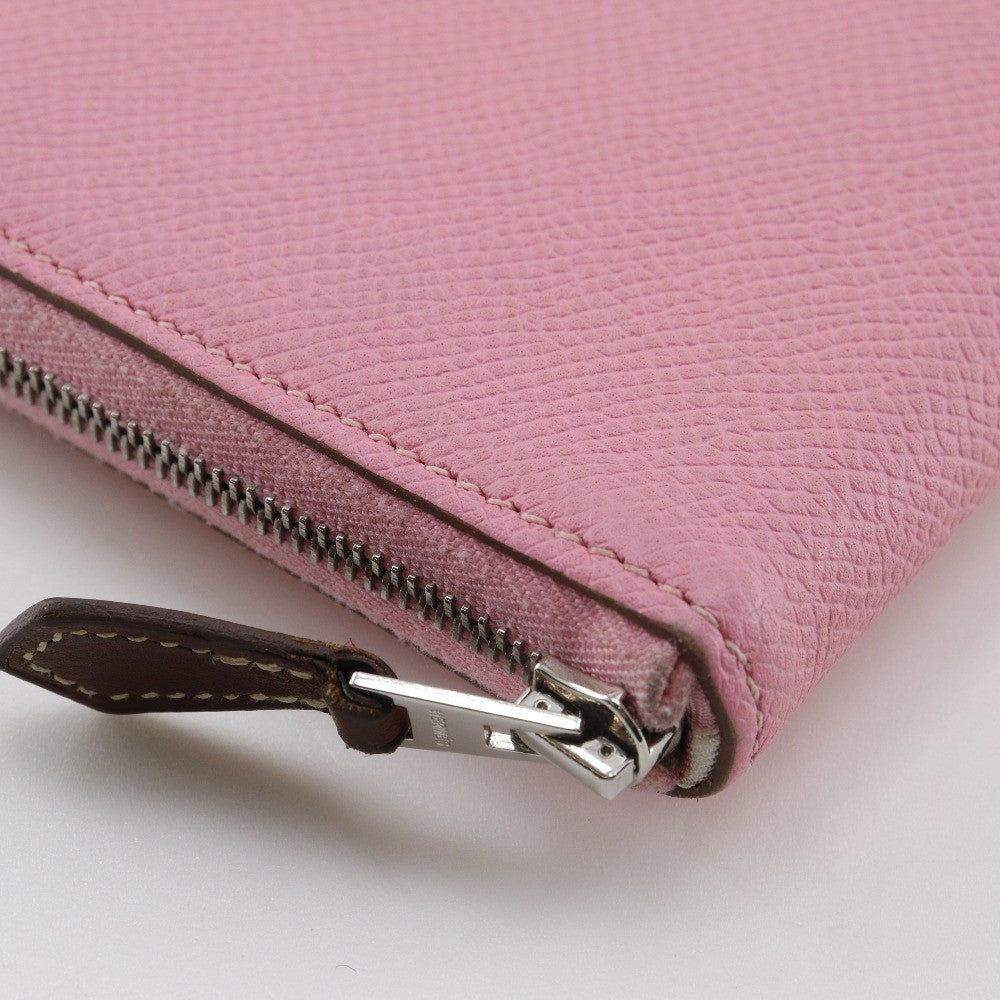 Hermes Azap Zip Around Epsom Pink Leather Wallets Accessory (Pre-Owned)