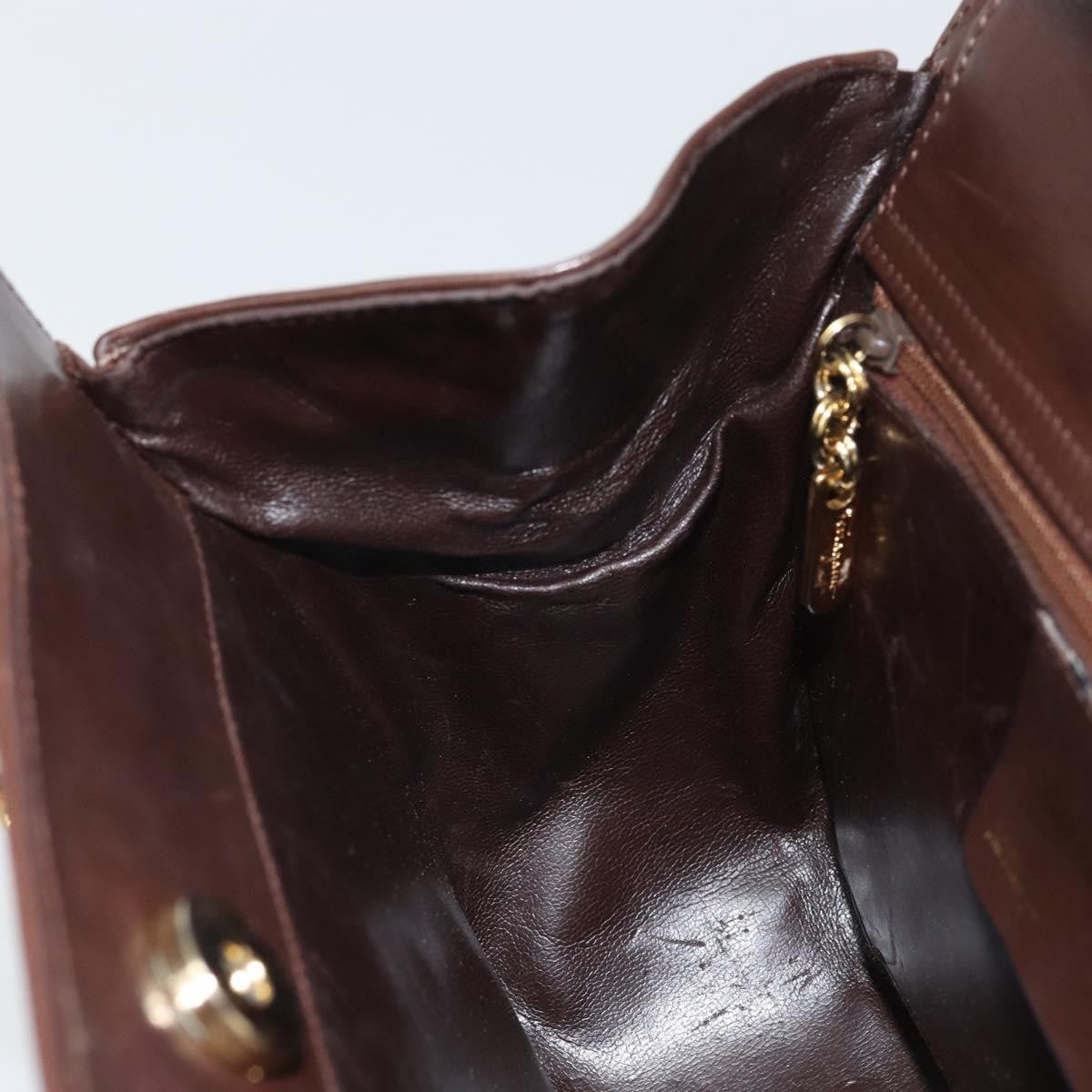 Salvatore Ferragamo Gancini Leather Brown Leather Handbag (Pre-Owned)