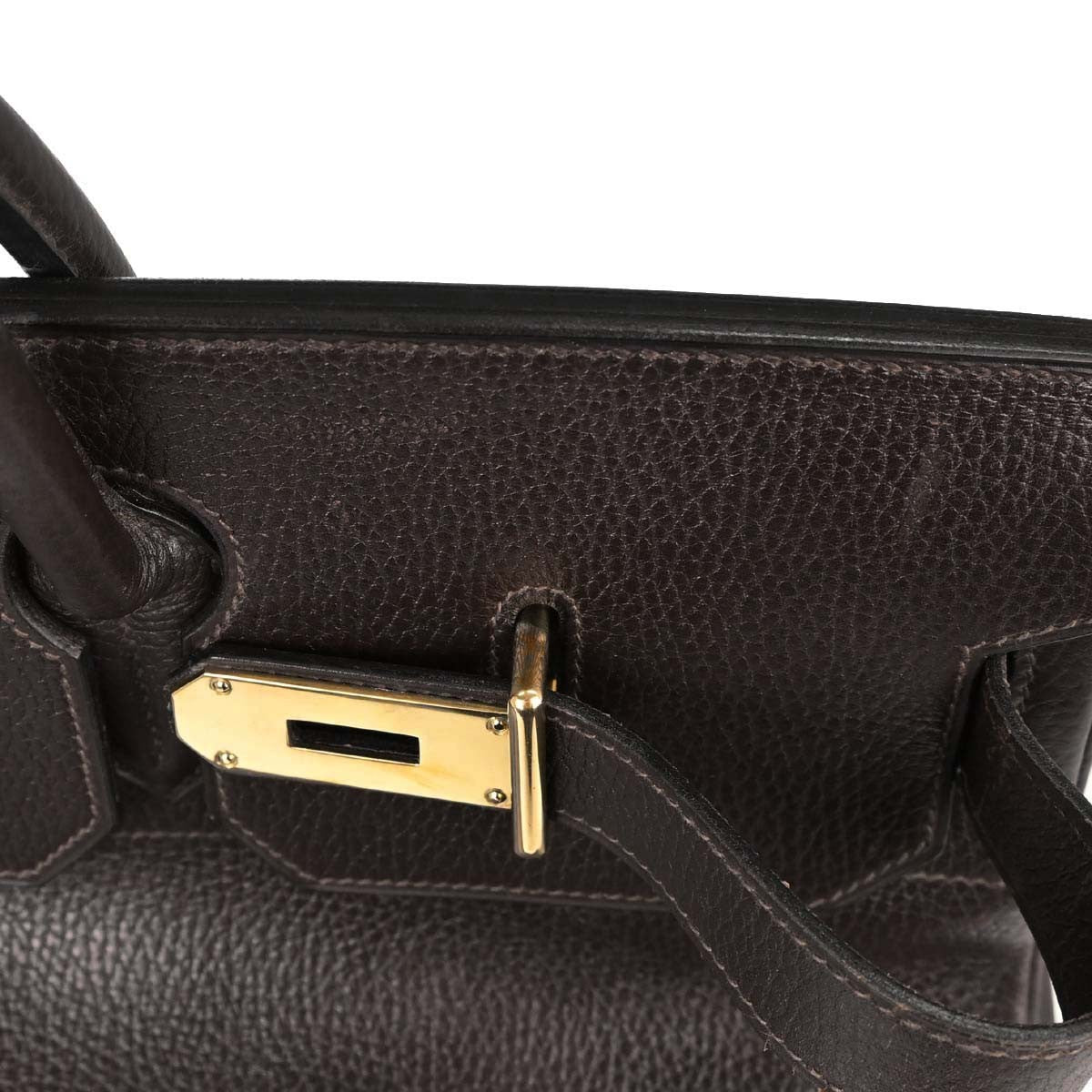 Hermes Hac Birkin Brown Ardennes With Gold Hardware Brown Leather Handbag (Pre-Owned)
