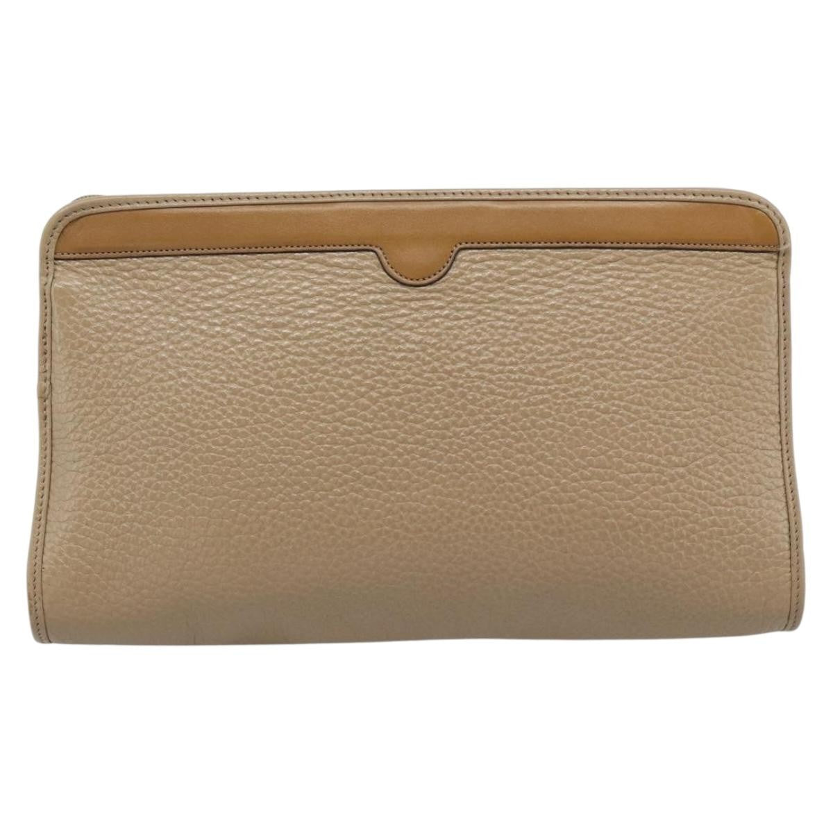 Christian Dior Vintage Zip Pochette Leather Beige Leather Clutche & Pouche Bag (Pre-Owned)