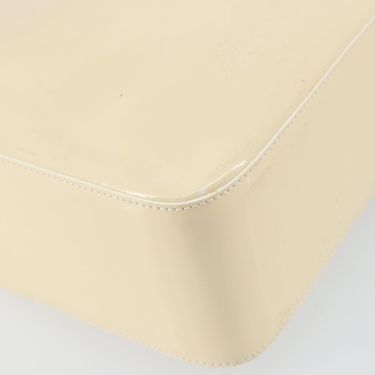 Chanel Vintage Embossed Logo Shoulder Patent Beige Patent_Leather Tote Bag Bag (Pre-Owned)