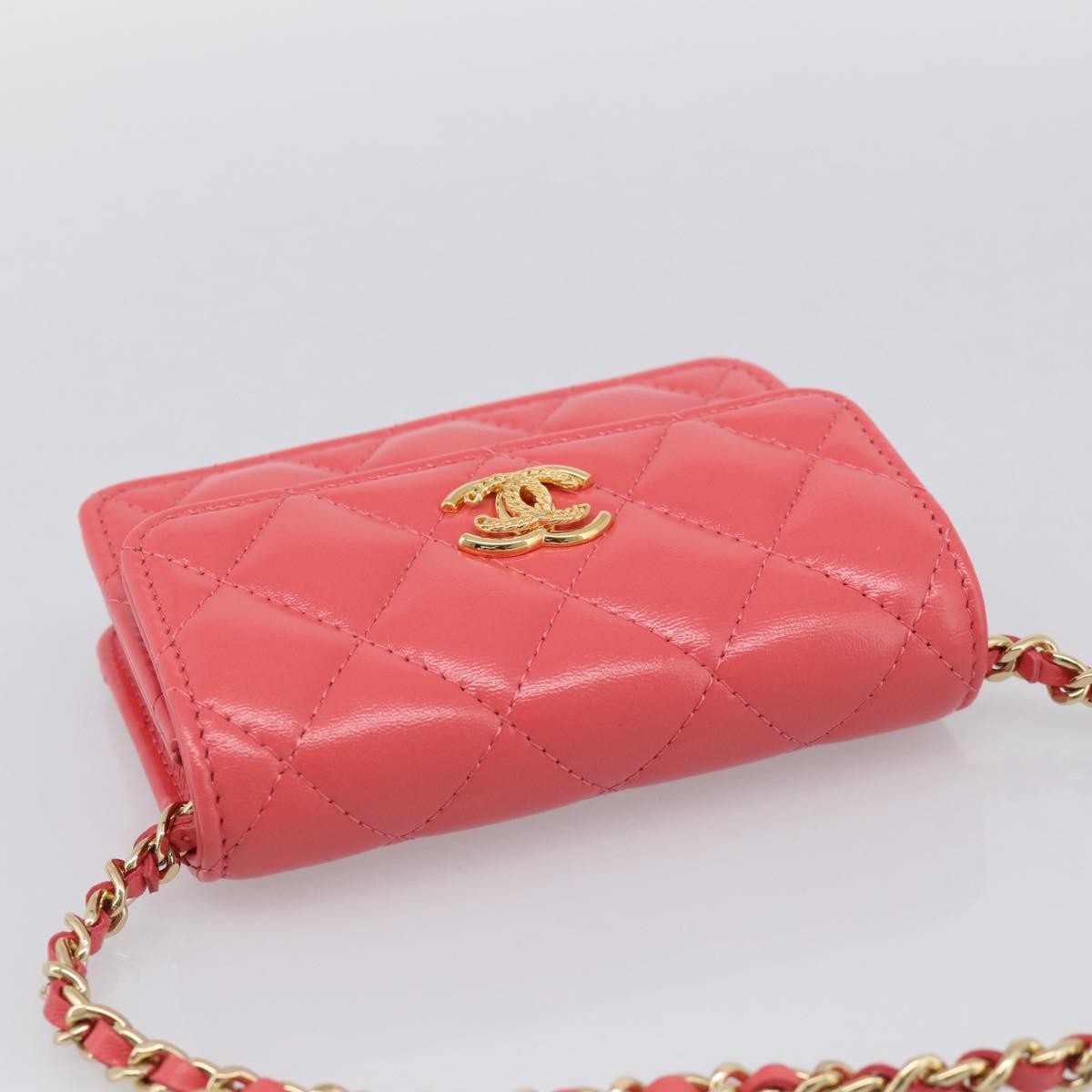 Chanel Textured Cc Wallet On Chain Quilted Lambskin Pink Leather Crossbody Bag Bag (Pre-Owned)