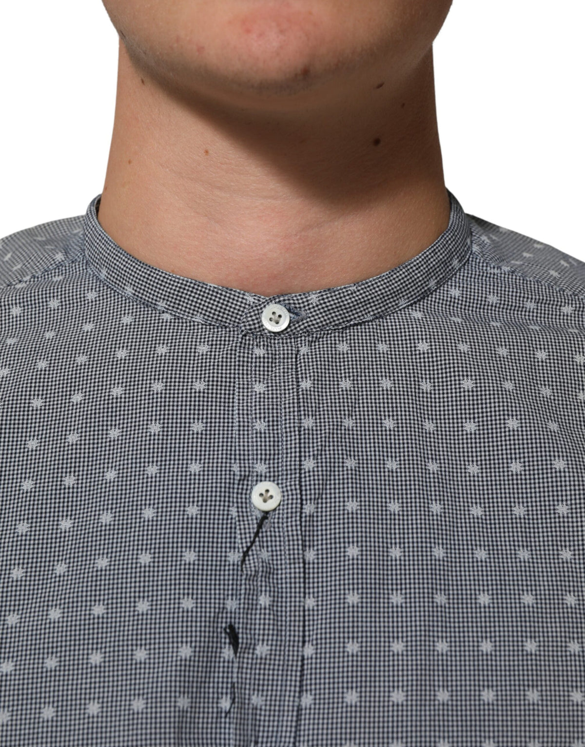 AGLINI Gray Polka Dot Cotton Button Down Long Sleeves Men's Shirt