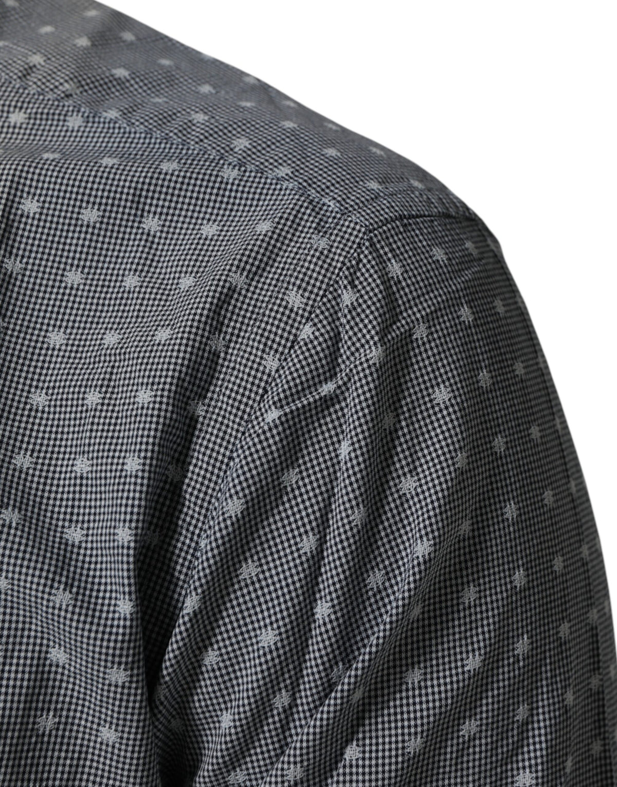 AGLINI Gray Polka Dot Cotton Button Down Long Sleeves Men's Shirt