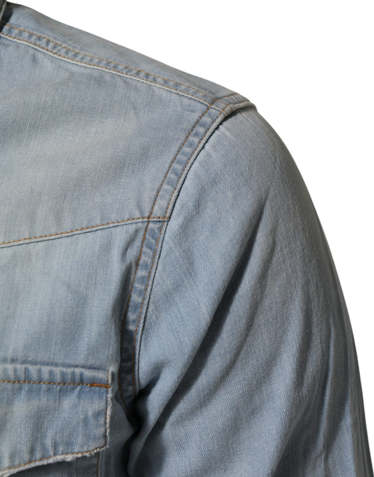 Maison Clochard Blue Denim Collared Long Sleeve Men Men's Shirt (Pre-Owned)