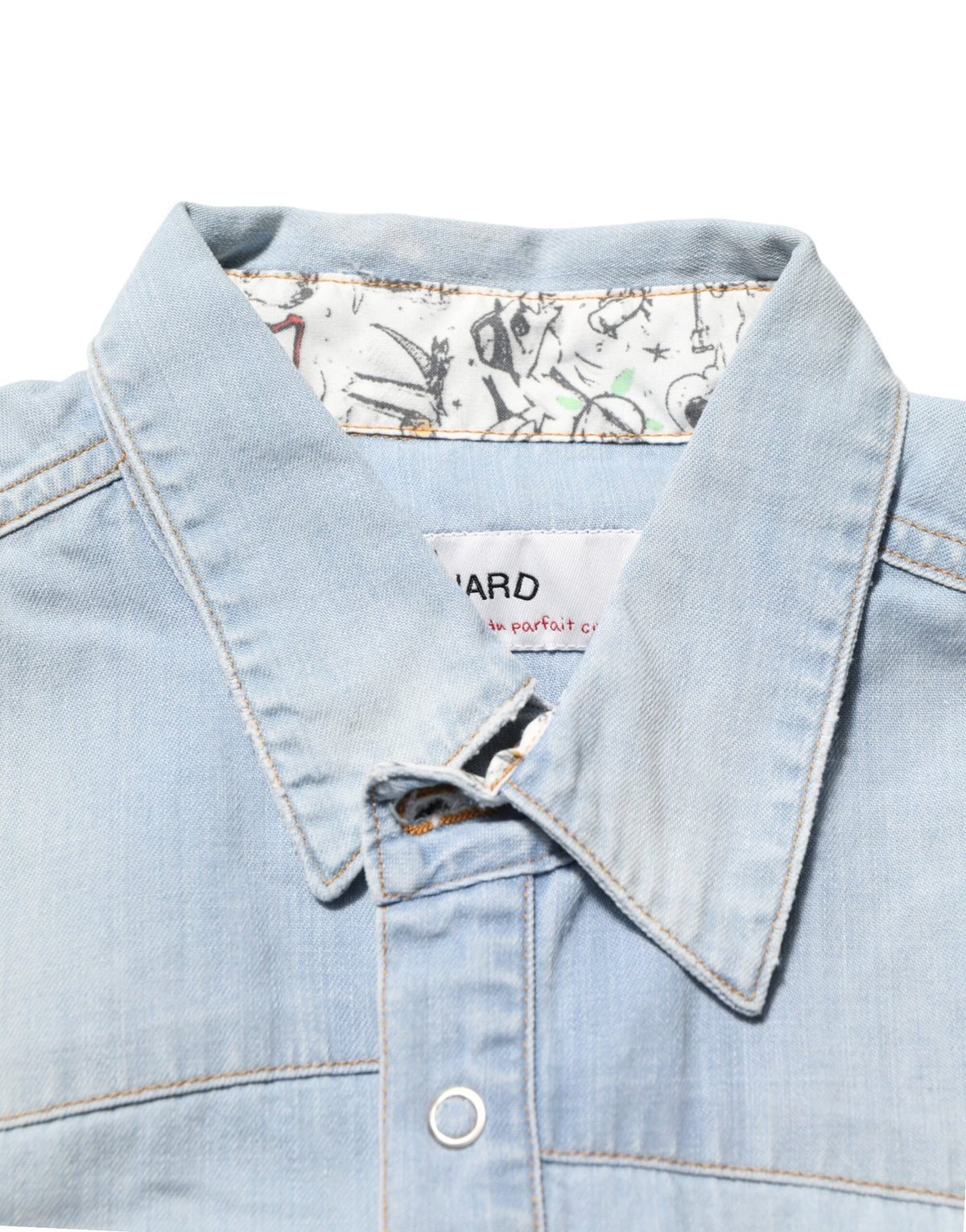 Maison Clochard Blue Denim Collared Long Sleeve Men Men's Shirt (Pre-Owned)
