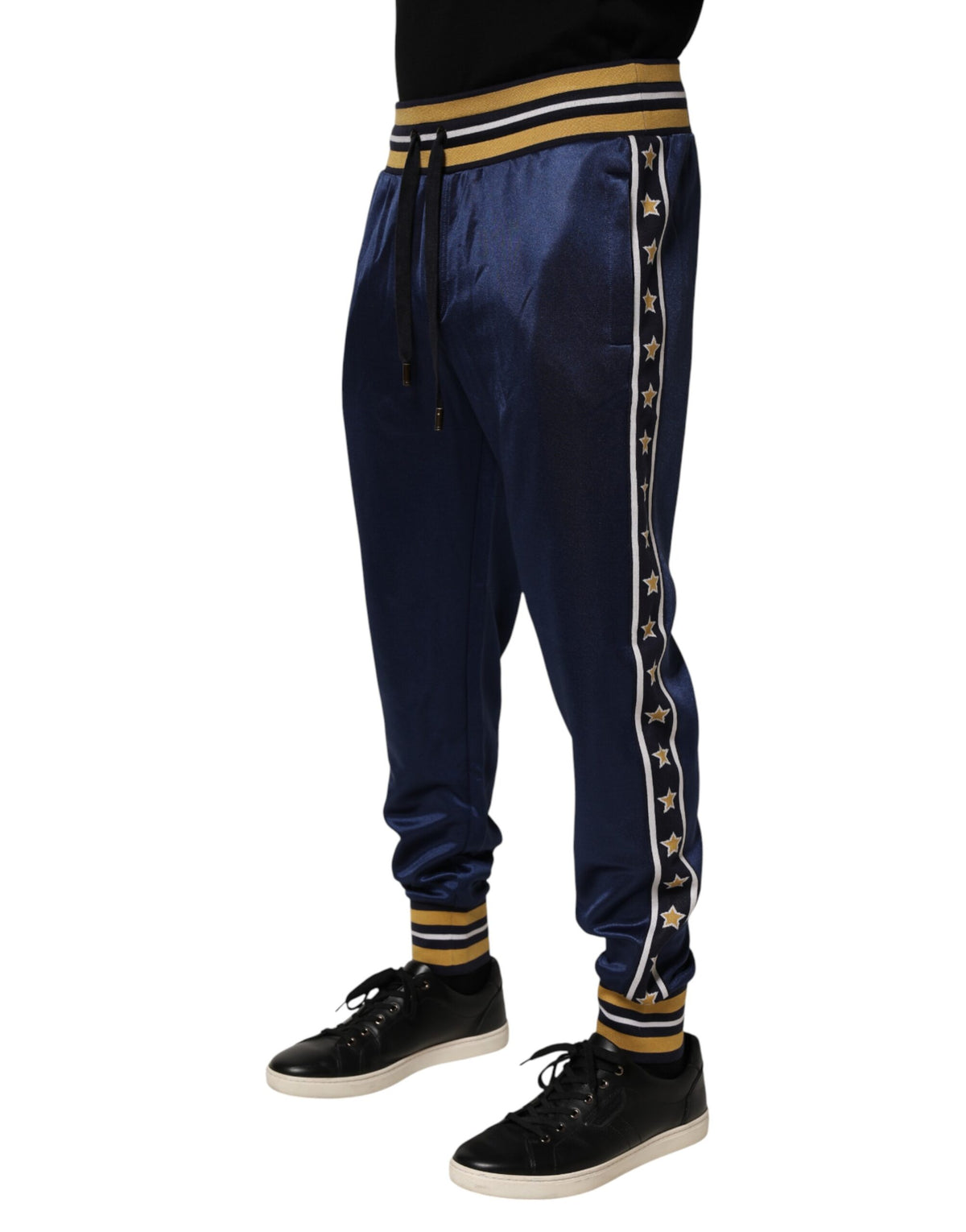 Dolce & Gabbana Blue Nylon Jogger Mid Waist Trouser Men's Pants