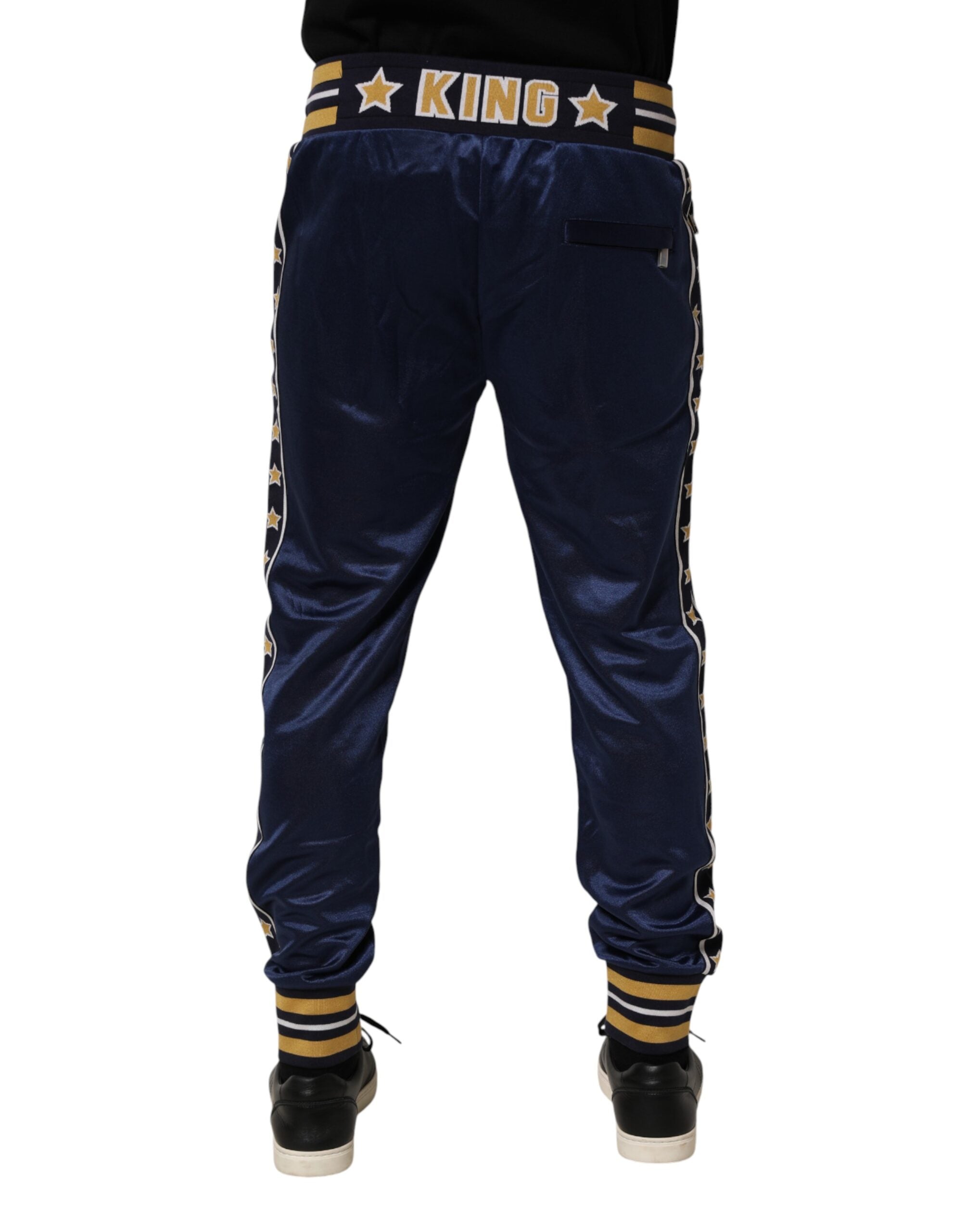 Dolce & Gabbana Blue Nylon Jogger Mid Waist Trouser Men's Pants