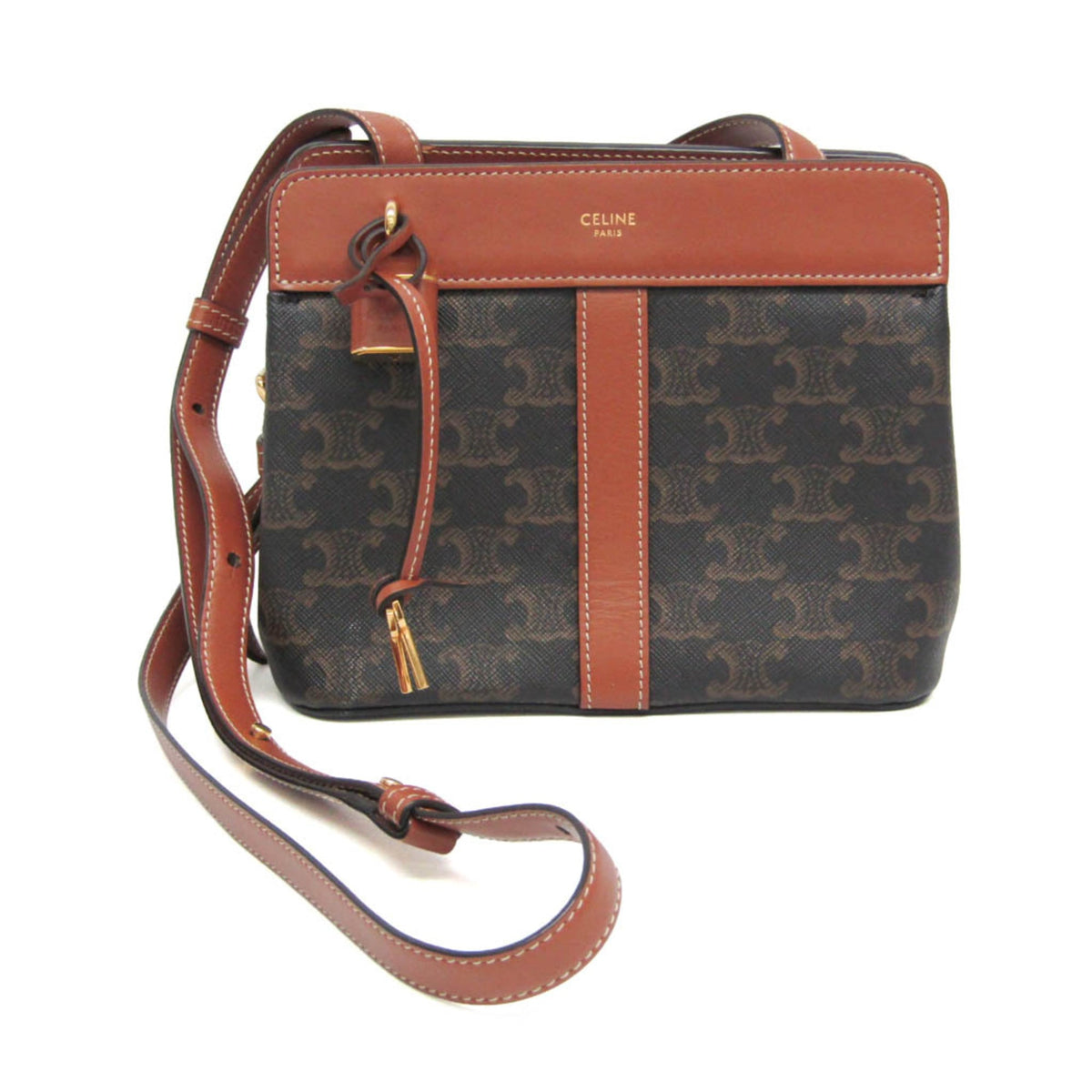 Celine Teen Cabas De France Triomphe Coated Canvas Brown Canvas Handbag (Pre-Owned)
