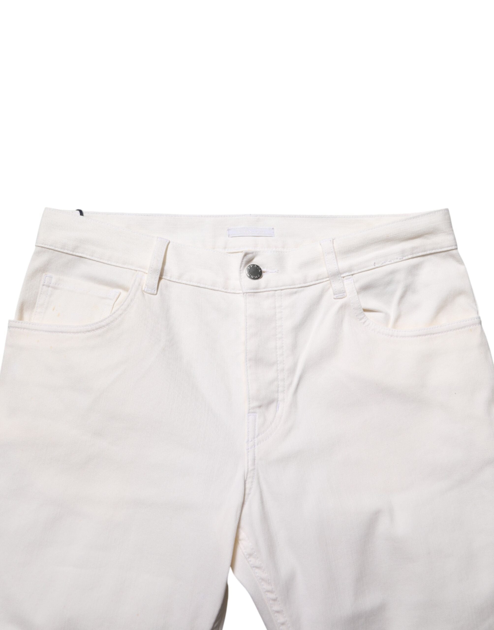 Prada White Mid Waist Skinny Fit Denim Casual Trouser Men's Jeans (Pre-Owned)