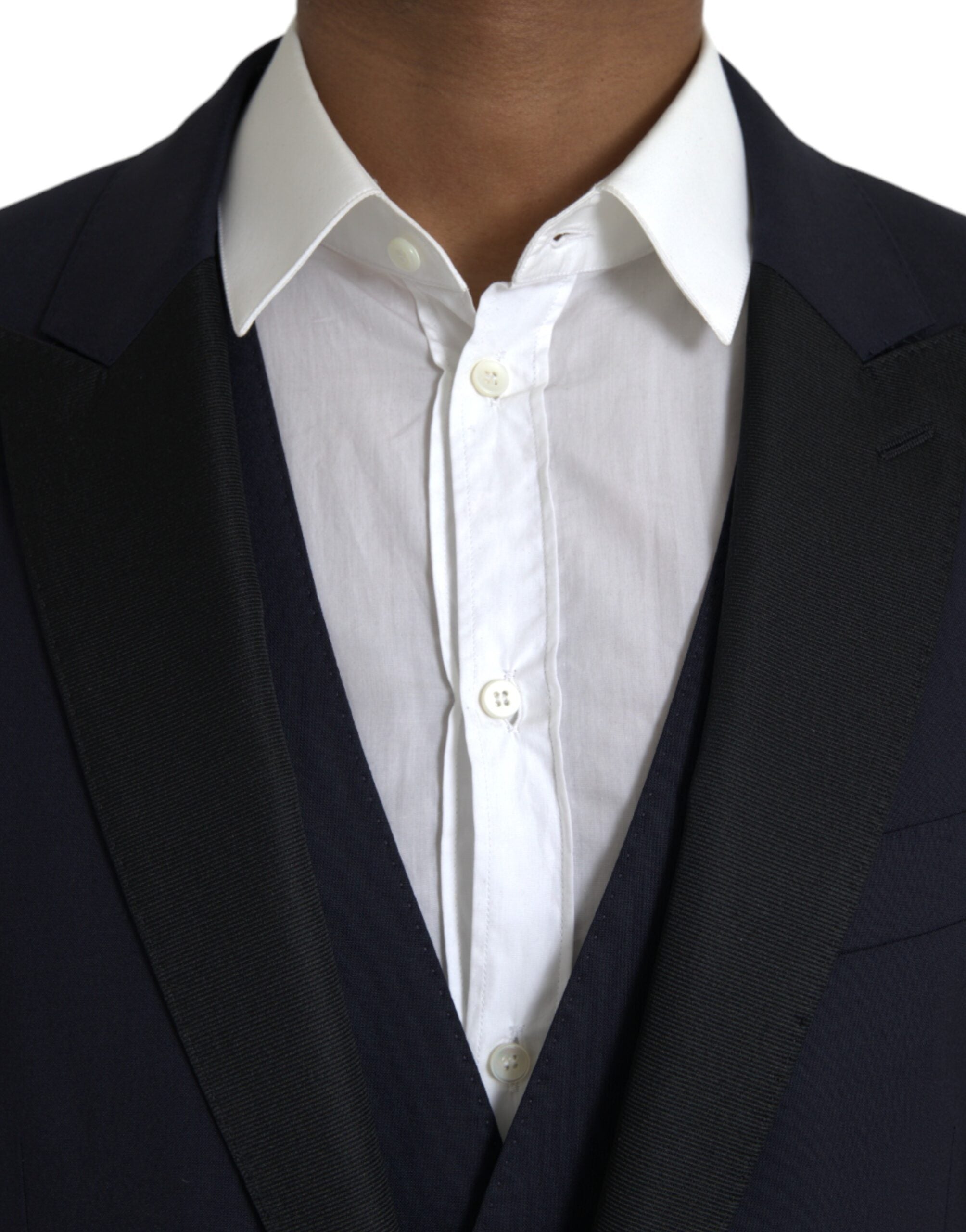Dolce & Gabbana Blue Wool MARTINI 1 Button Men 3 Piece Men's Suit (Pre-Owned)