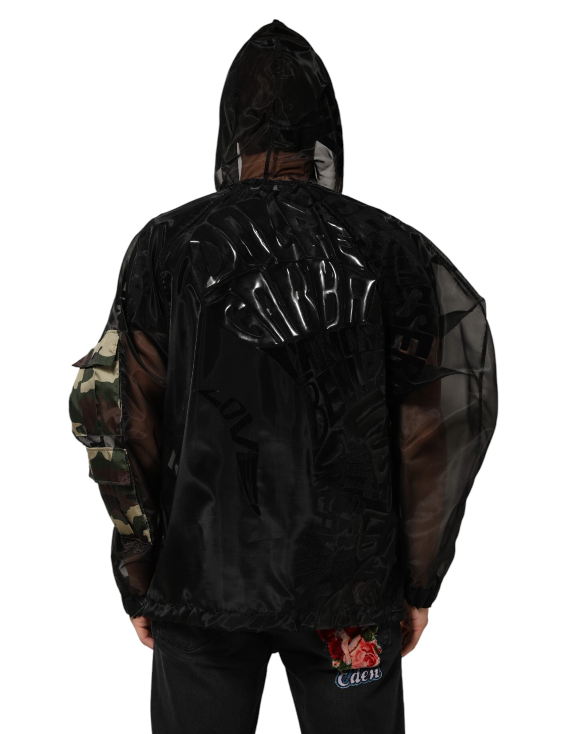 Dolce & Gabbana Black Camouflage Hooded Men Full Zip Men's Sweater (Pre-Owned)