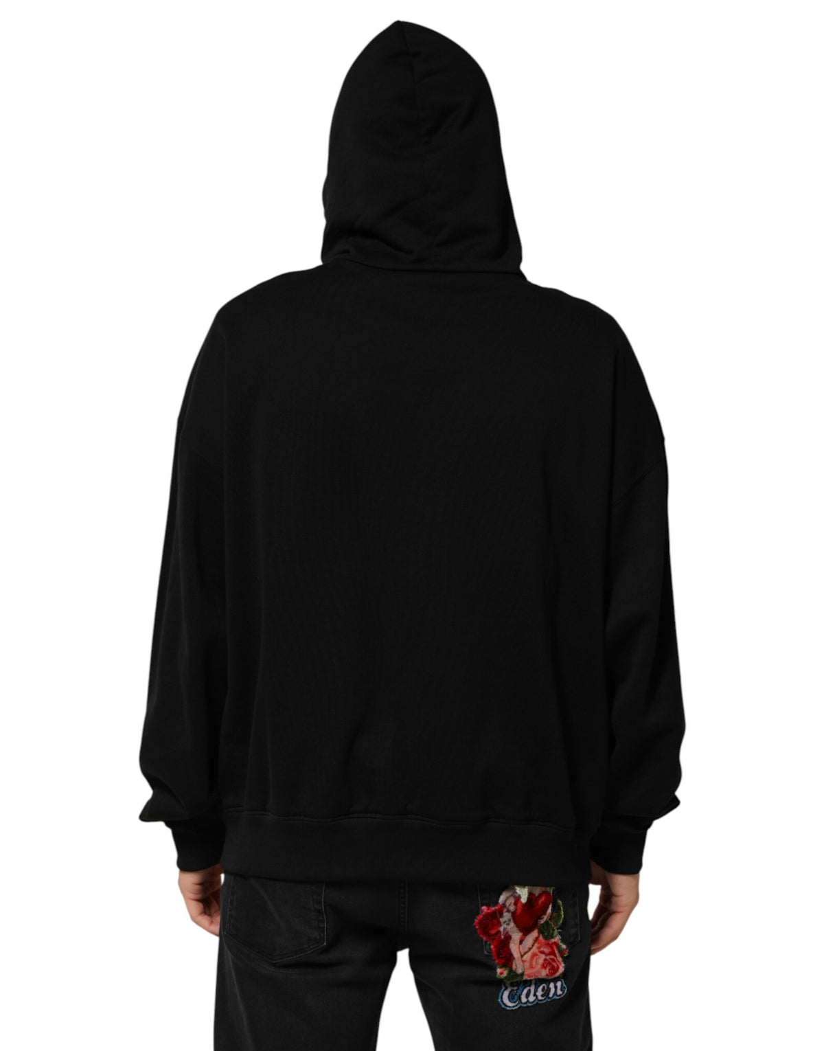 Dolce & Gabbana Black Printed Hooded Men Sweatshirt Men's Sweater