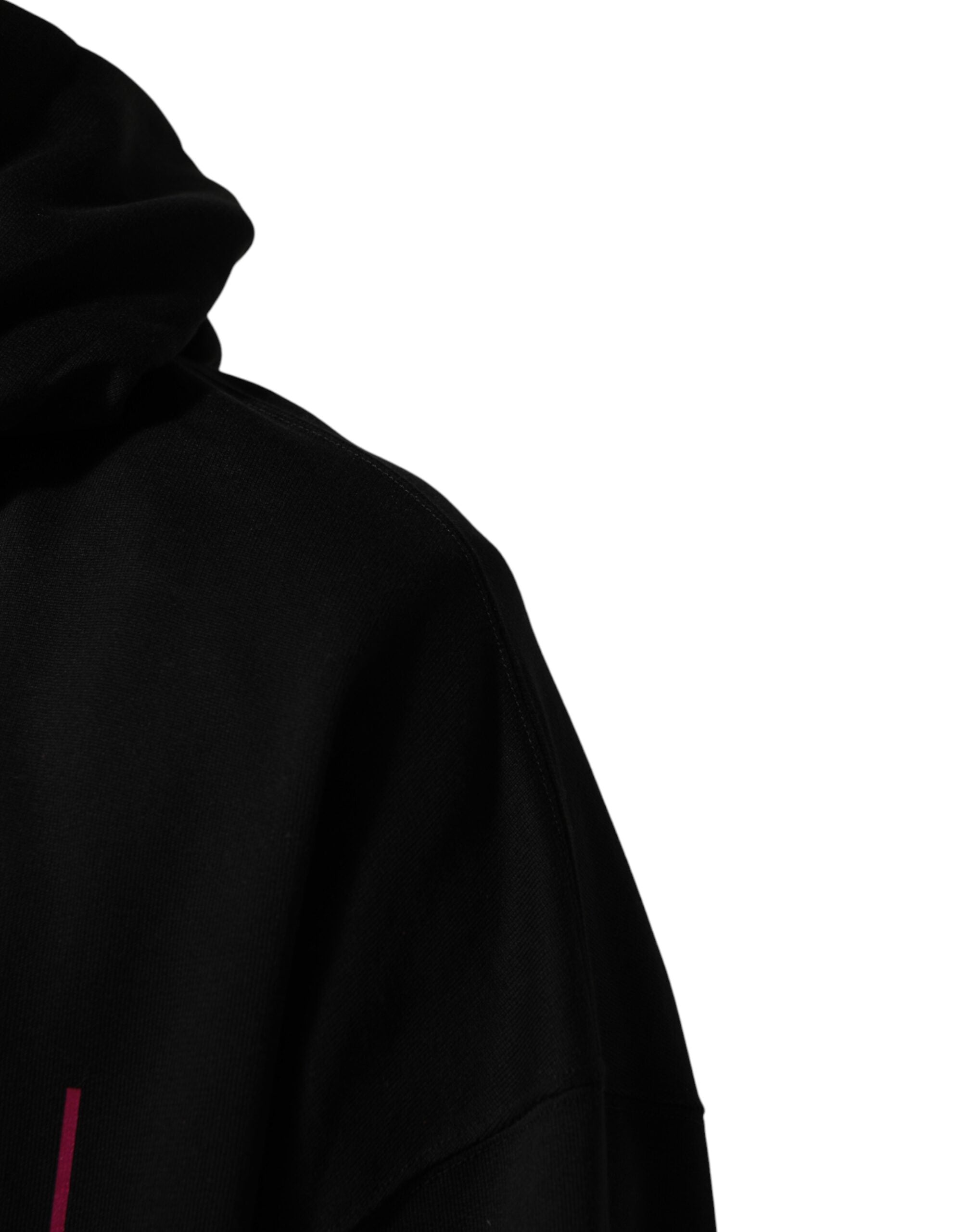 Dolce & Gabbana Black Printed Hooded Men Sweatshirt Men's Sweater