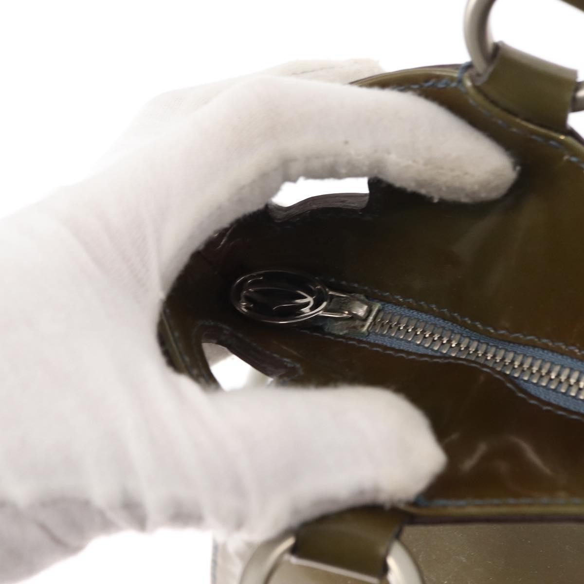 Cartier Marcello Patent Leather Khaki Patent_Leather Handbag (Pre-Owned)