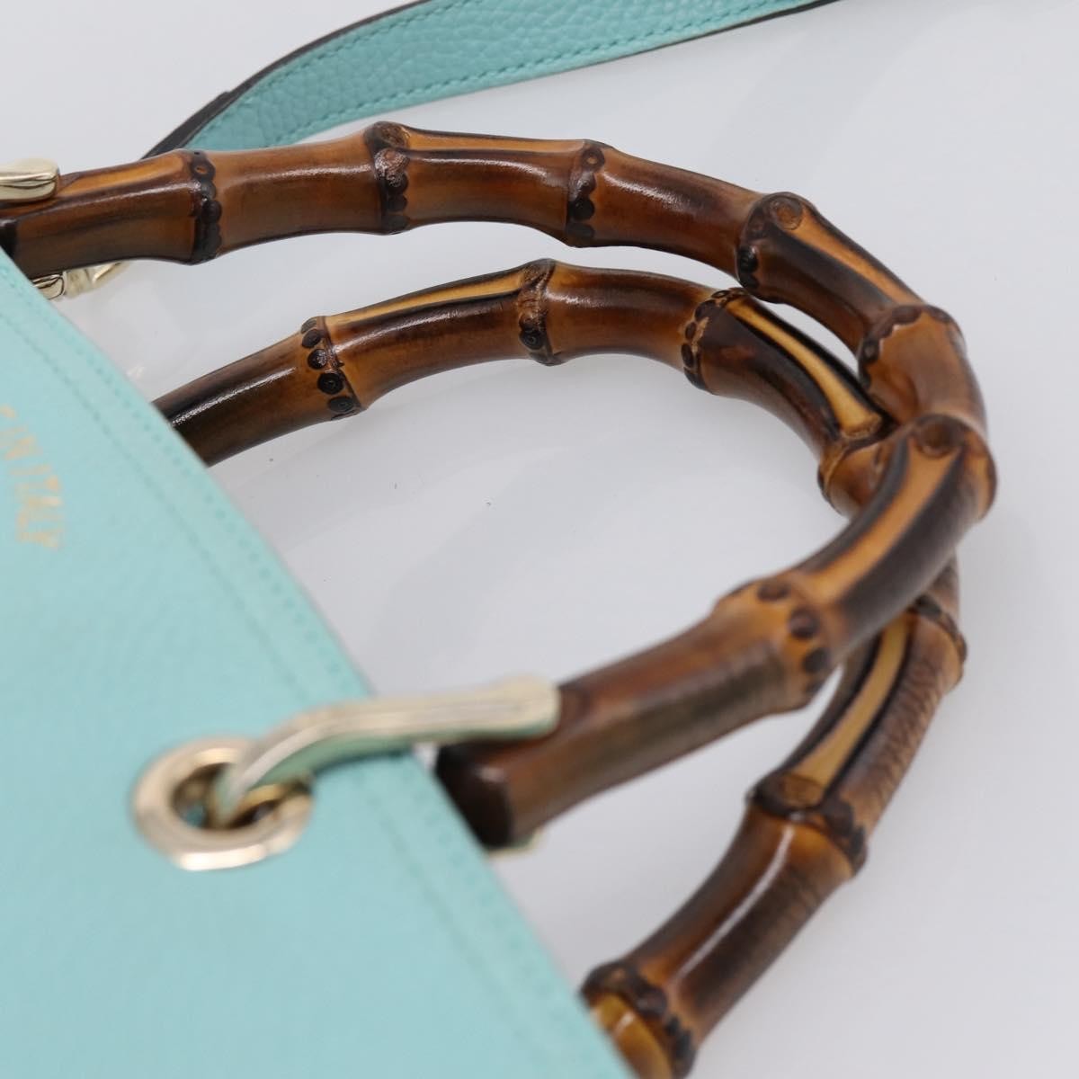Gucci Bamboo Shopper Leather Blue Leather Tote Bag Bag (Pre-Owned)