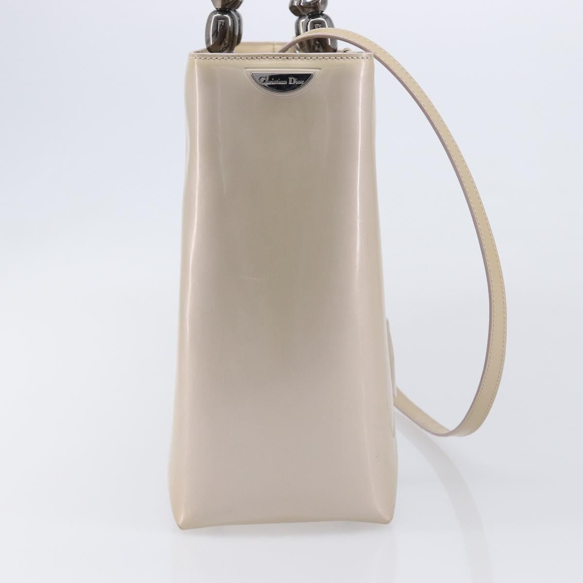Christian Dior Pearl Lady Dior Patent Leather Beige Patent_Leather Handbag (Pre-Owned)