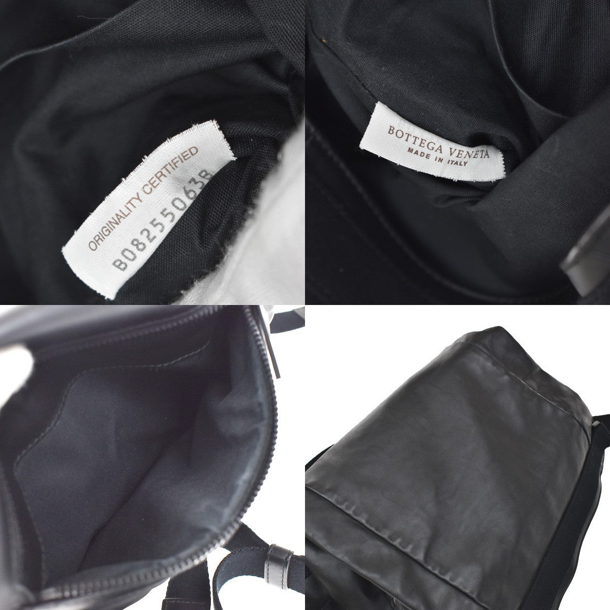Bottega Veneta Folding Top Belt Perforated Leather Black Leather Handbag (Pre-Owned)