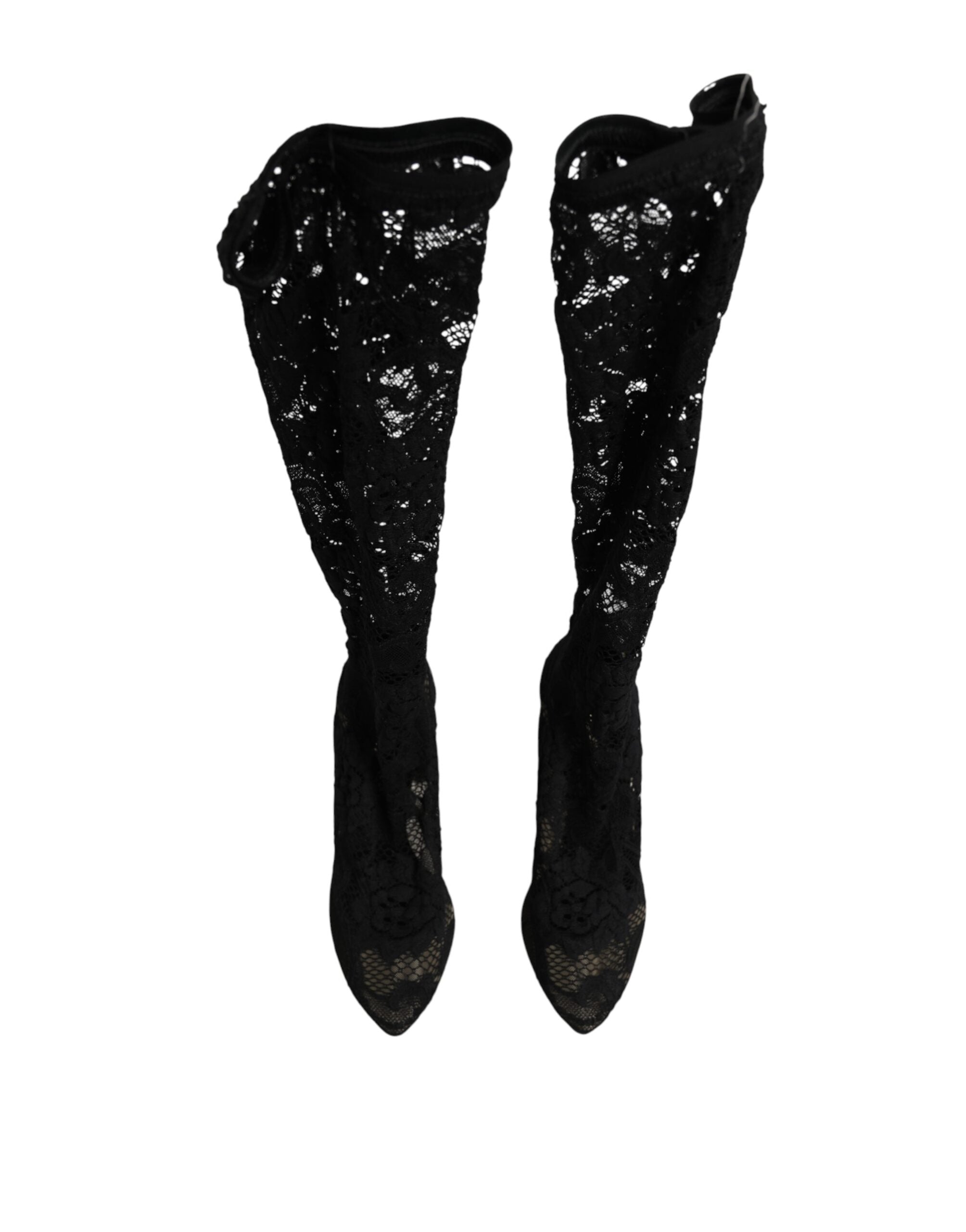 Dolce & Gabbana Black Pumps Taormina Lace Socks Boots Women's Shoes
