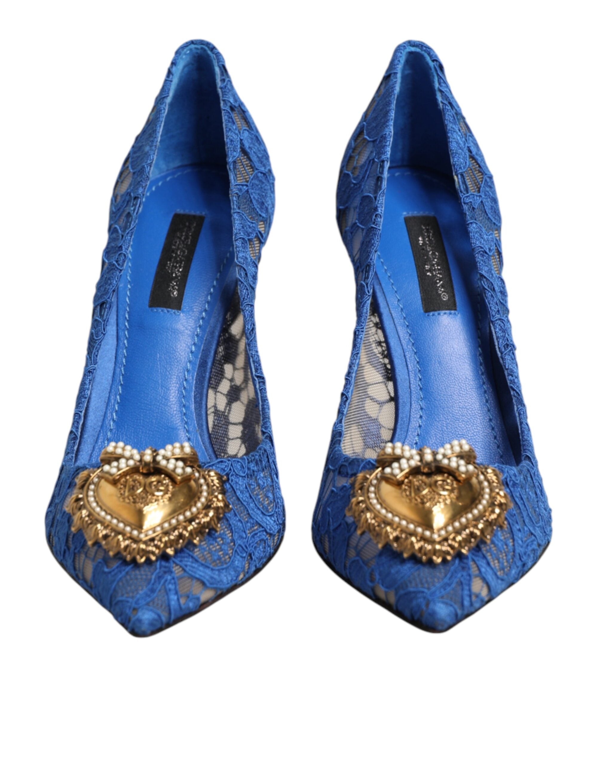Dolce & Gabbana Blue Taormina Lace DEVOTION Pumps Shoes Women's