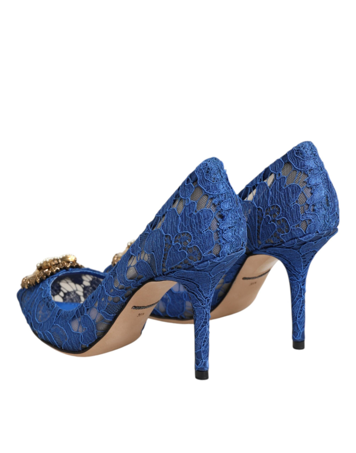 Dolce & Gabbana Blue Taormina Lace DEVOTION Pumps Shoes Women's