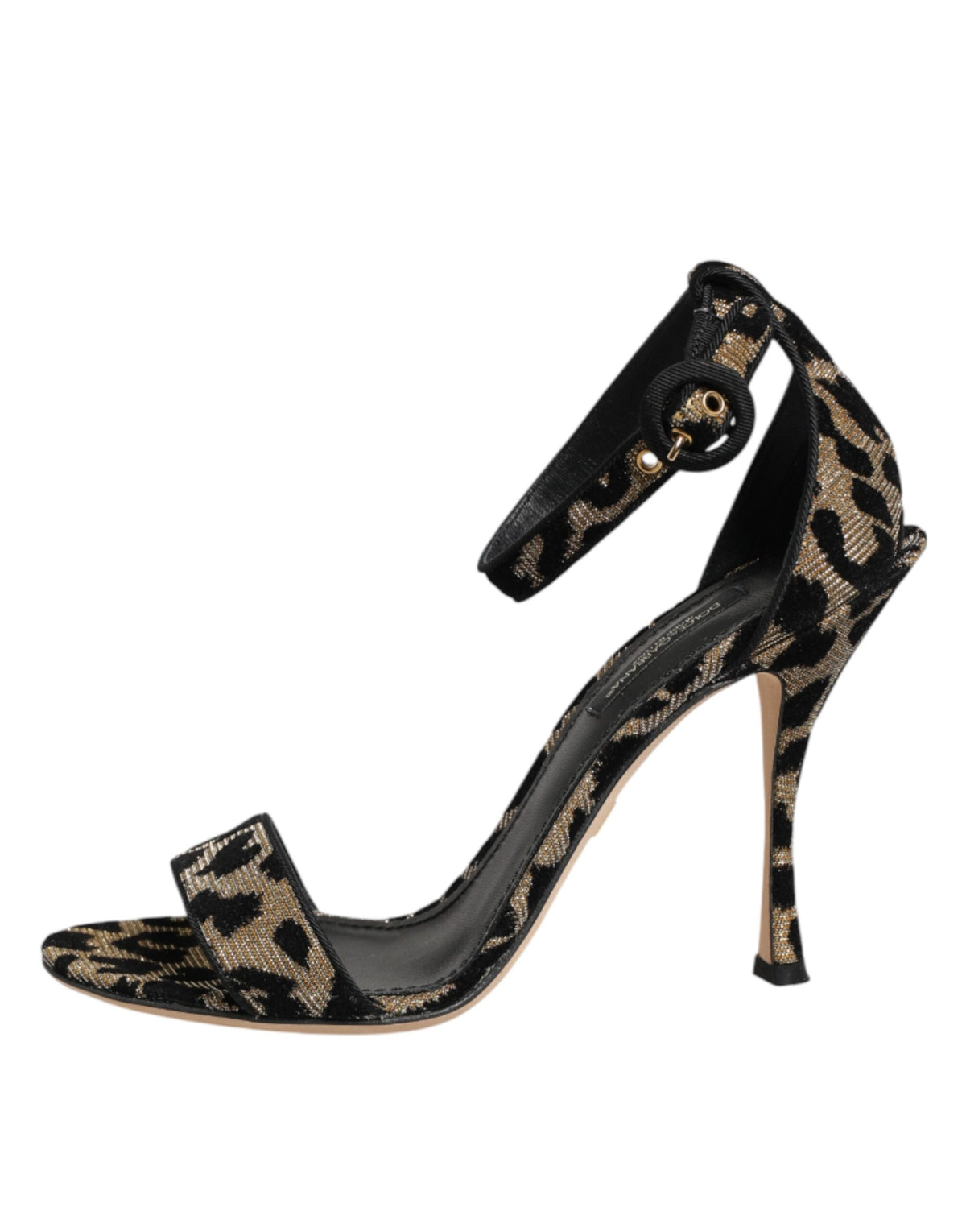 Dolce & Gabbana Gold Leopard Ankle Strap Heels Sandals Women's Shoes