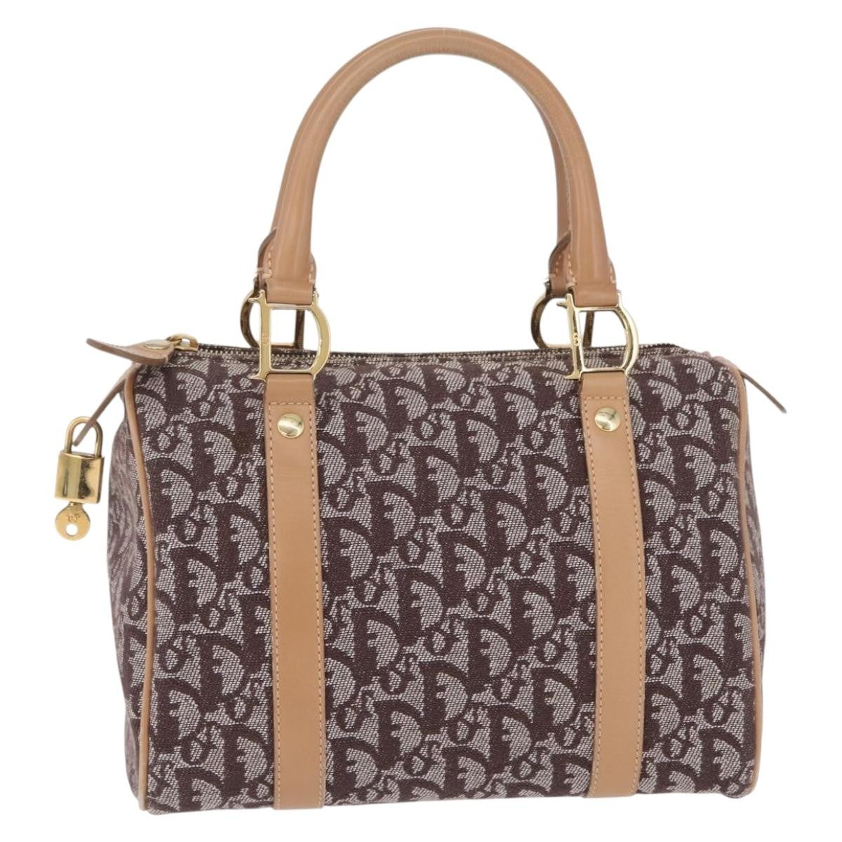 Christian Dior Vintage Trotter Boston Diorissimo Canvas Brown Canvas Handbag (Pre-Owned)
