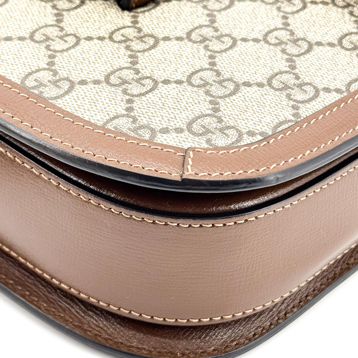 Gucci Horsebit 1955 Gg Coated Canvas With Leather Brown Canvas Shoulder Bag Bag (Pre-Owned)