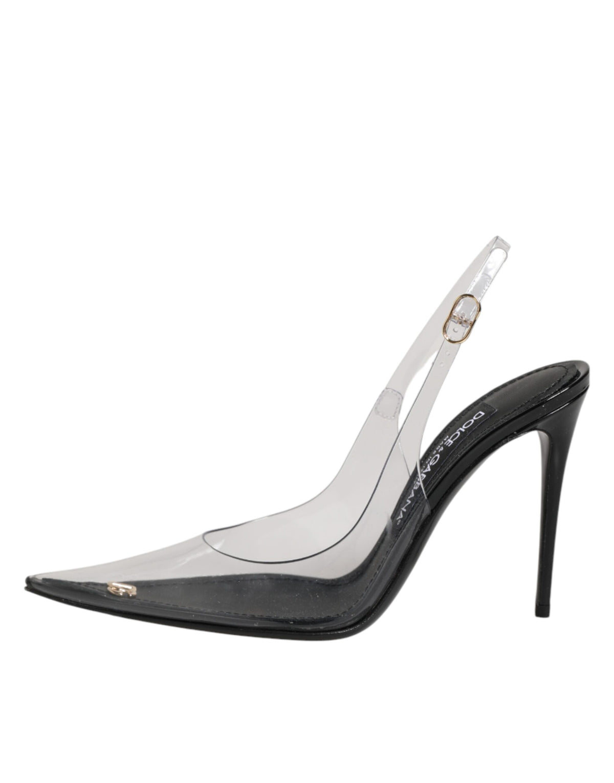 Dolce & Gabbana Black Leather Clear PVC Slingback Pumps Women's Shoes