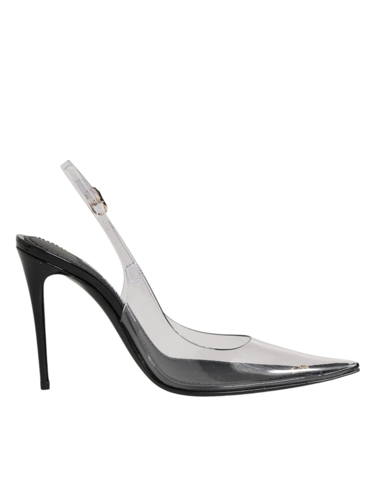 Dolce & Gabbana Black Leather Clear PVC Slingback Pumps Women's Shoes