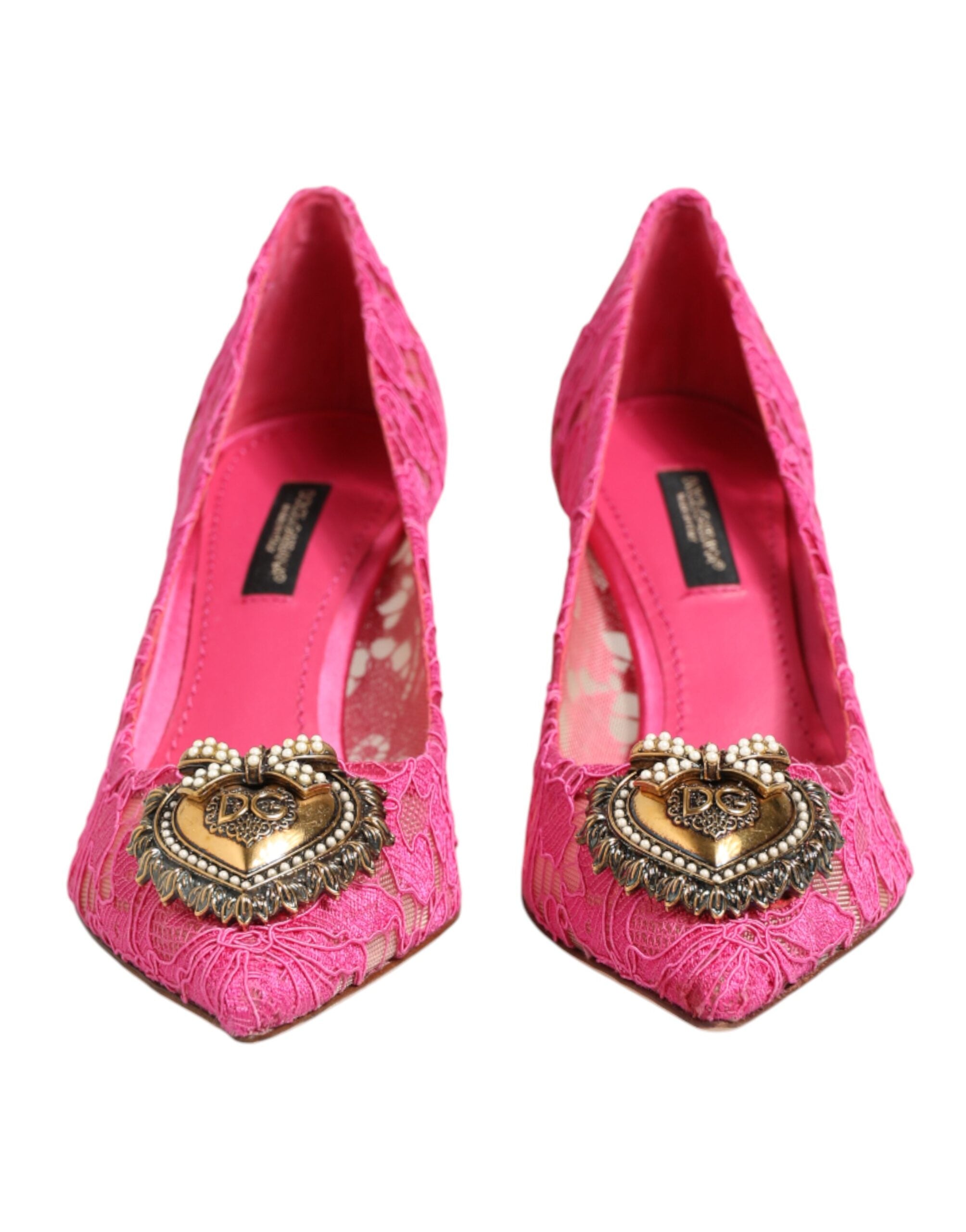 Dolce & Gabbana Pink Taormina Lace DEVOTION Pumps Women's Shoes