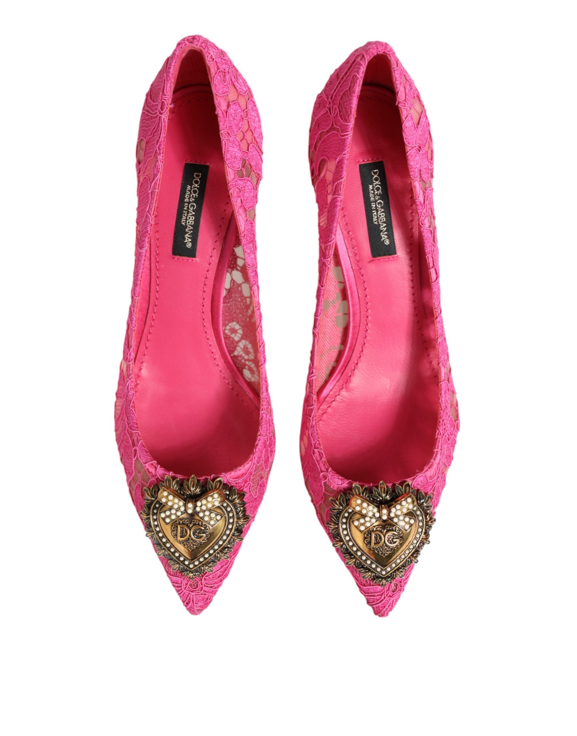 Dolce & Gabbana Pink Taormina Lace DEVOTION Pumps Women's Shoes