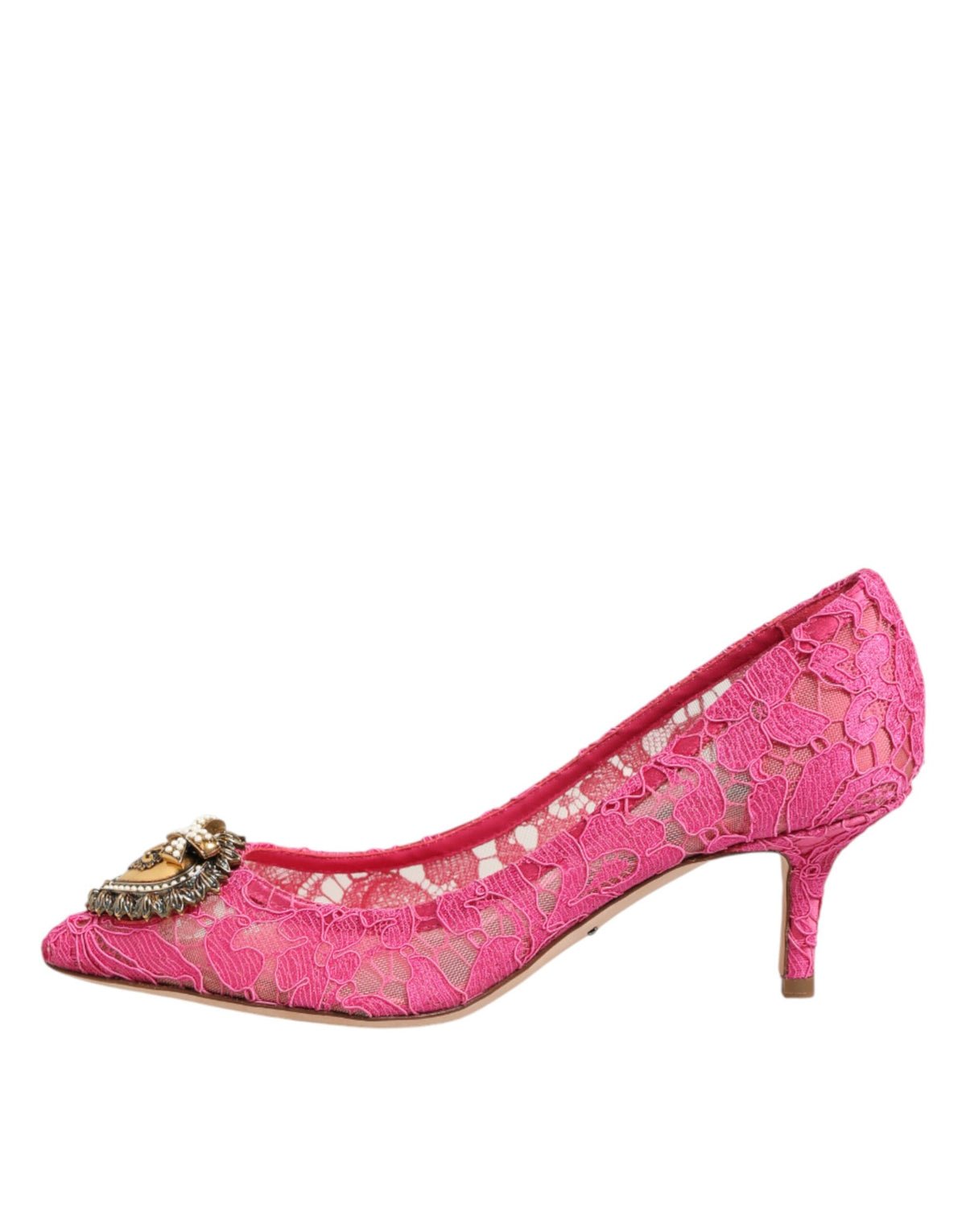 Dolce & Gabbana Pink Taormina Lace DEVOTION Pumps Women's Shoes