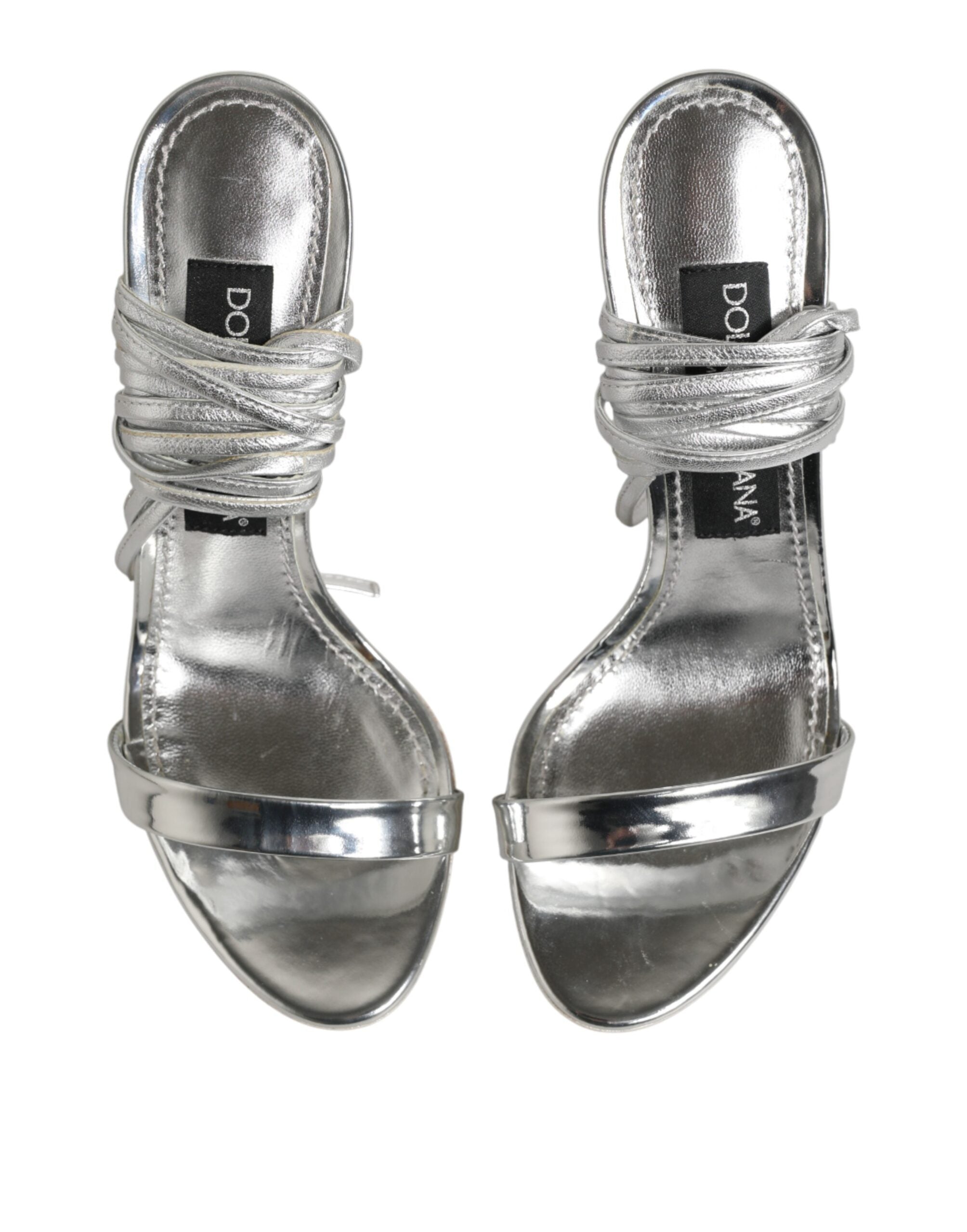Dolce & Gabbana Silver Strappy High Heels Sandals Women's Shoes (Pre-Owned)