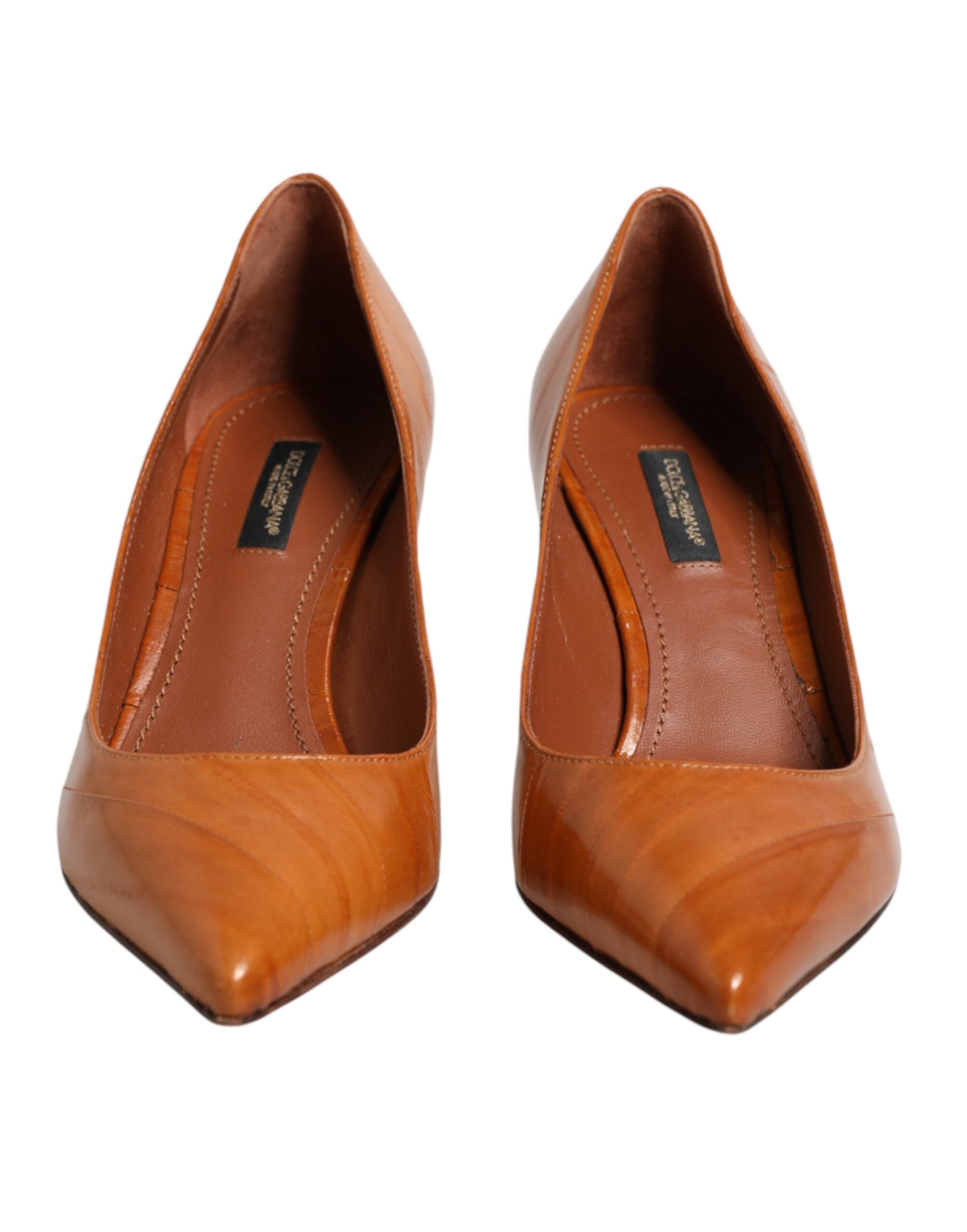 Dolce & Gabbana Brown Leather Kitten Heels Pumps Women's Shoes (Pre-Owned)