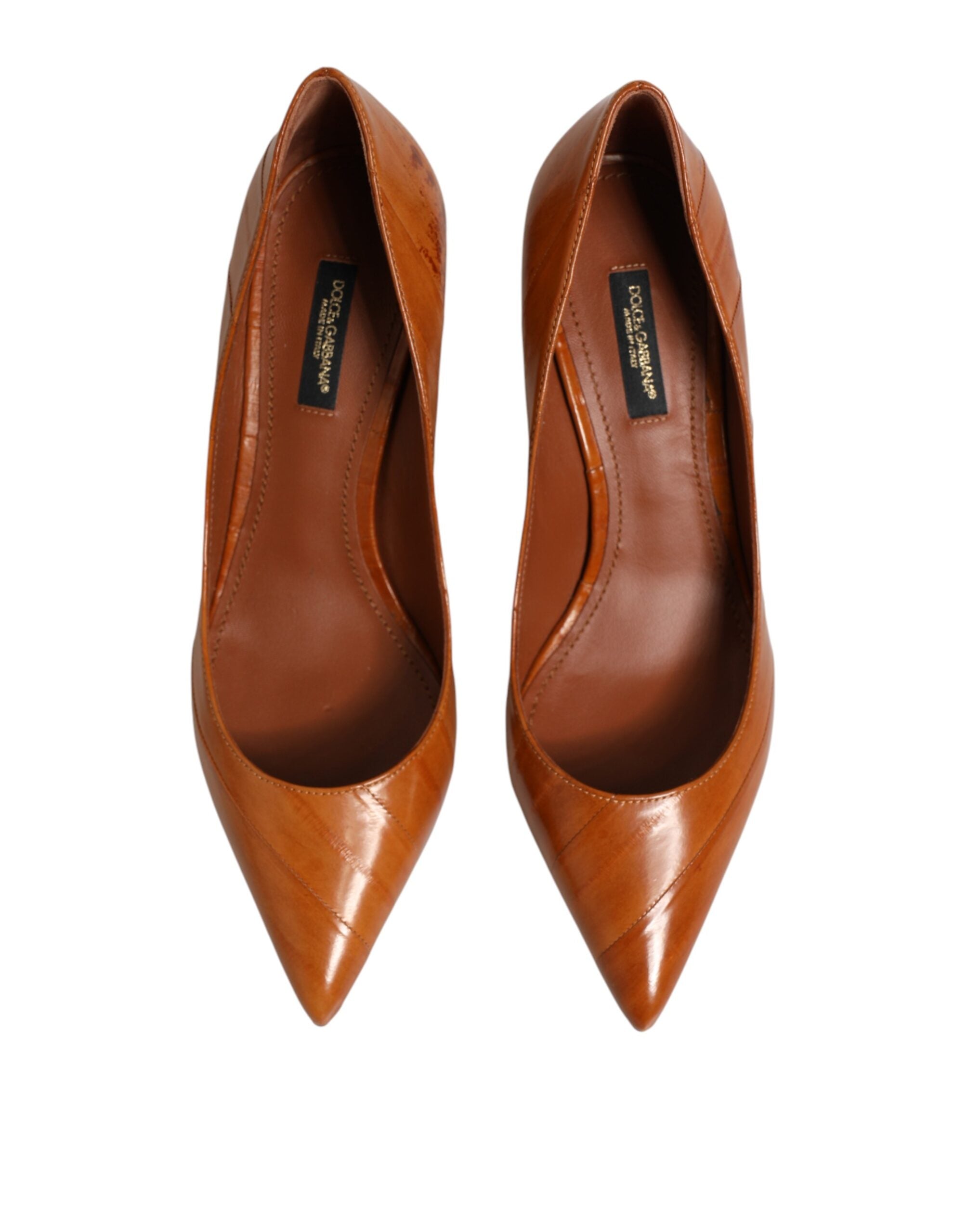 Dolce & Gabbana Brown Leather Kitten Heels Pumps Women's Shoes (Pre-Owned)