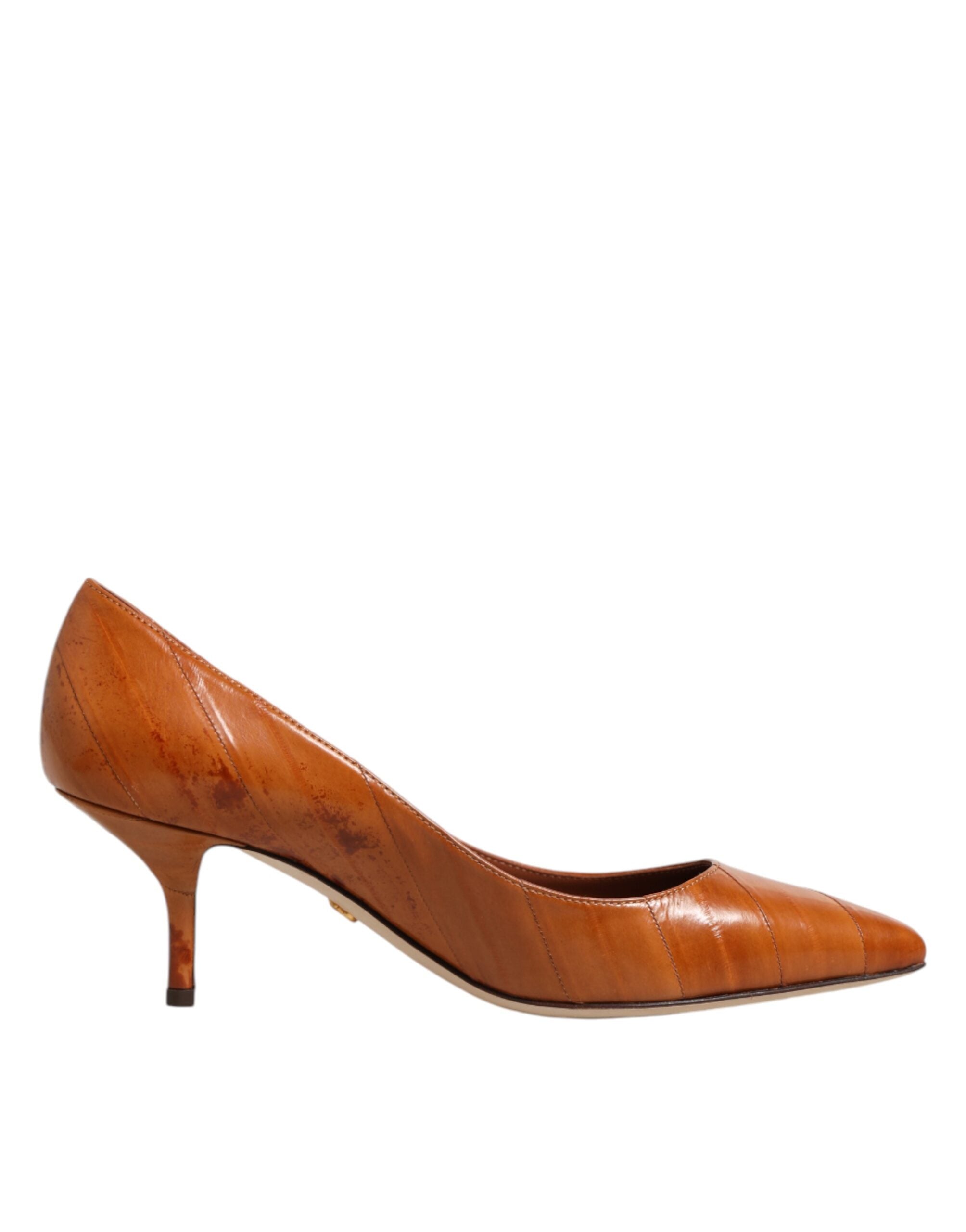 Dolce & Gabbana Brown Leather Kitten Heels Pumps Women's Shoes (Pre-Owned)