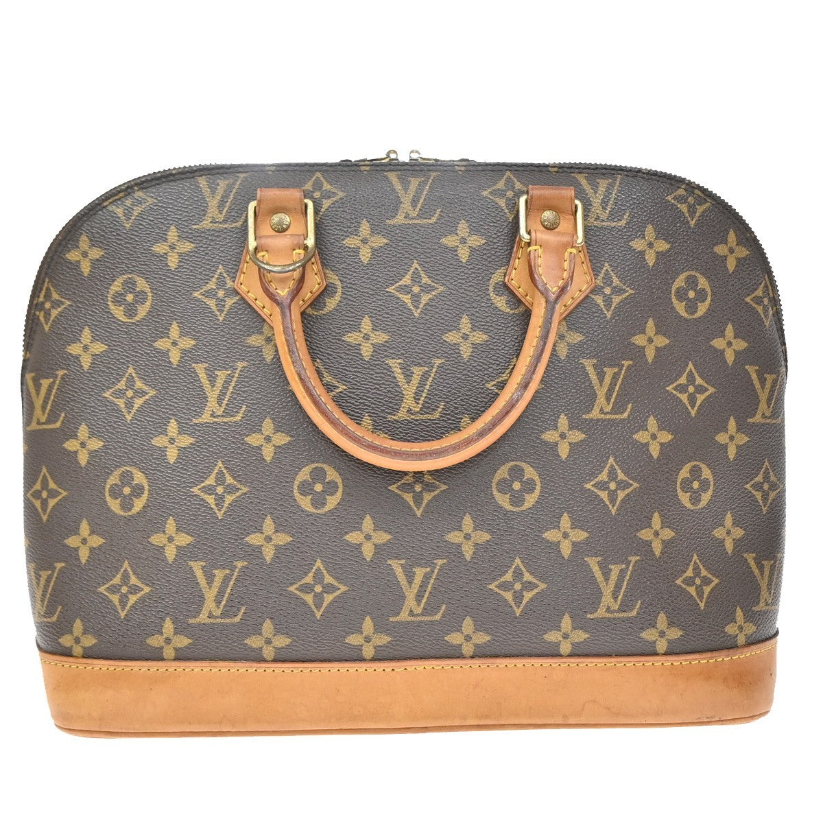 Louis Vuitton Alma Monogram Canvas Brown Leather Handbag (Pre-Owned)
