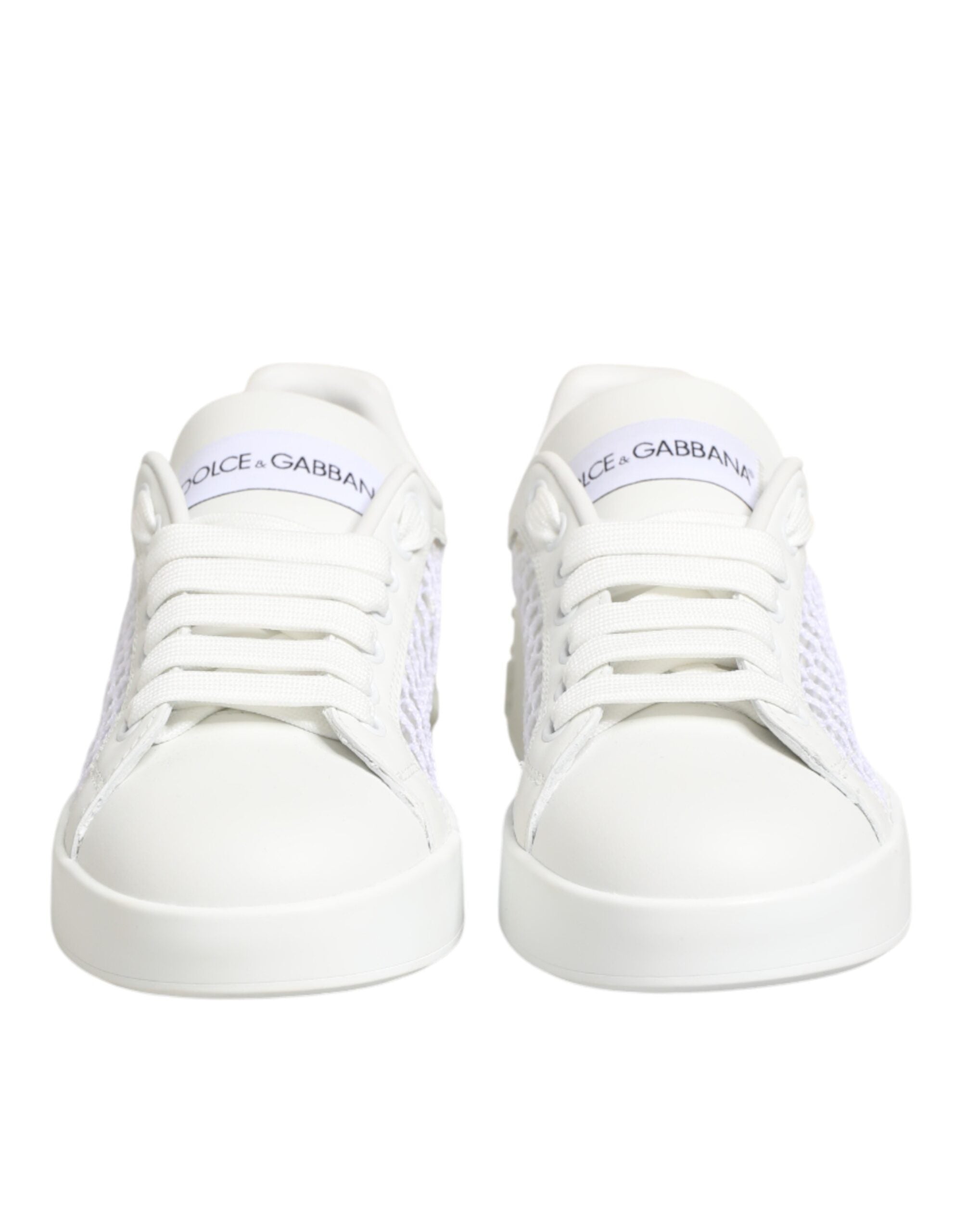 Dolce & Gabbana White Mesh Inserts Low Top Sneakers Women's Shoes