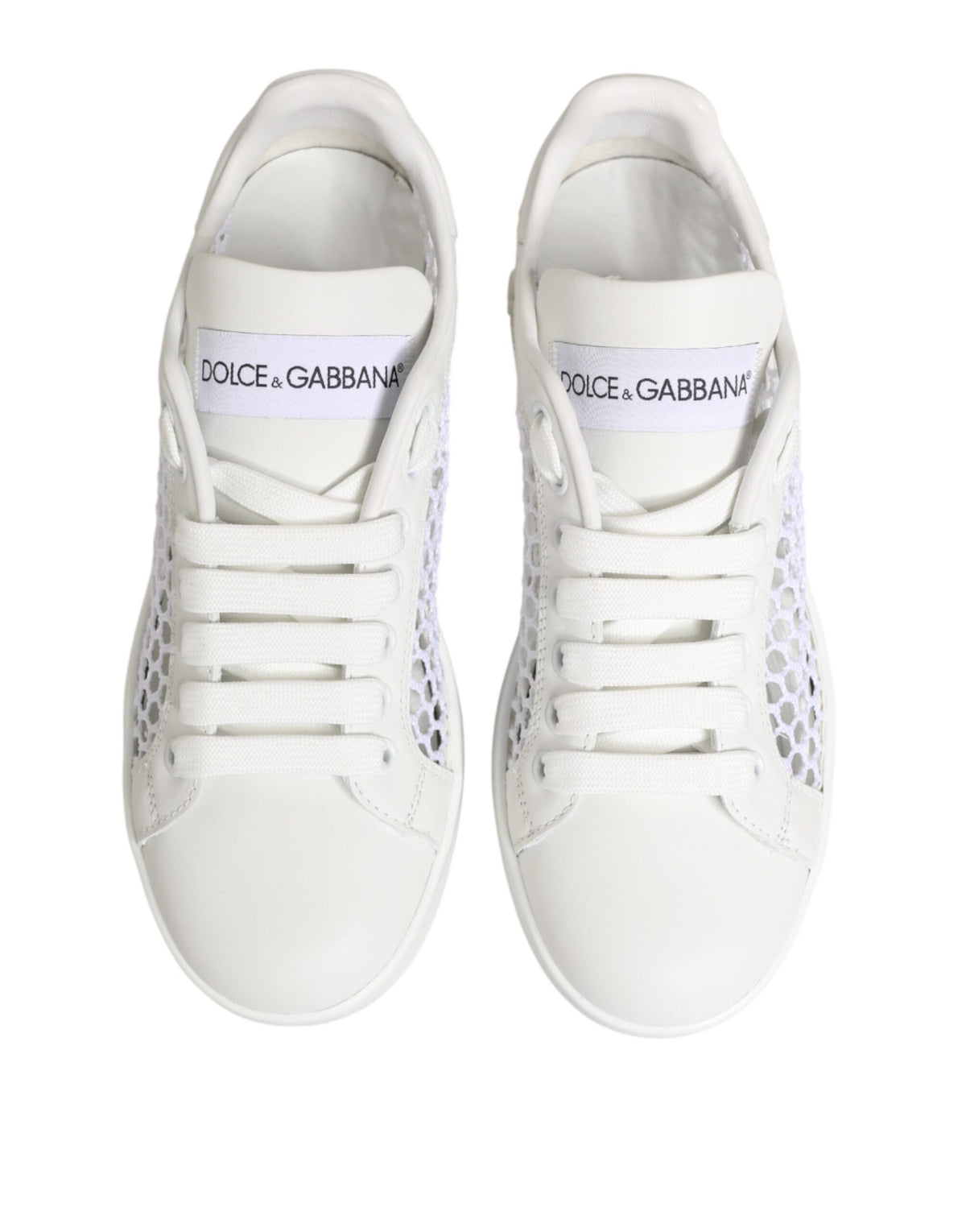 Dolce & Gabbana White Mesh Inserts Low Top Sneakers Women's Shoes