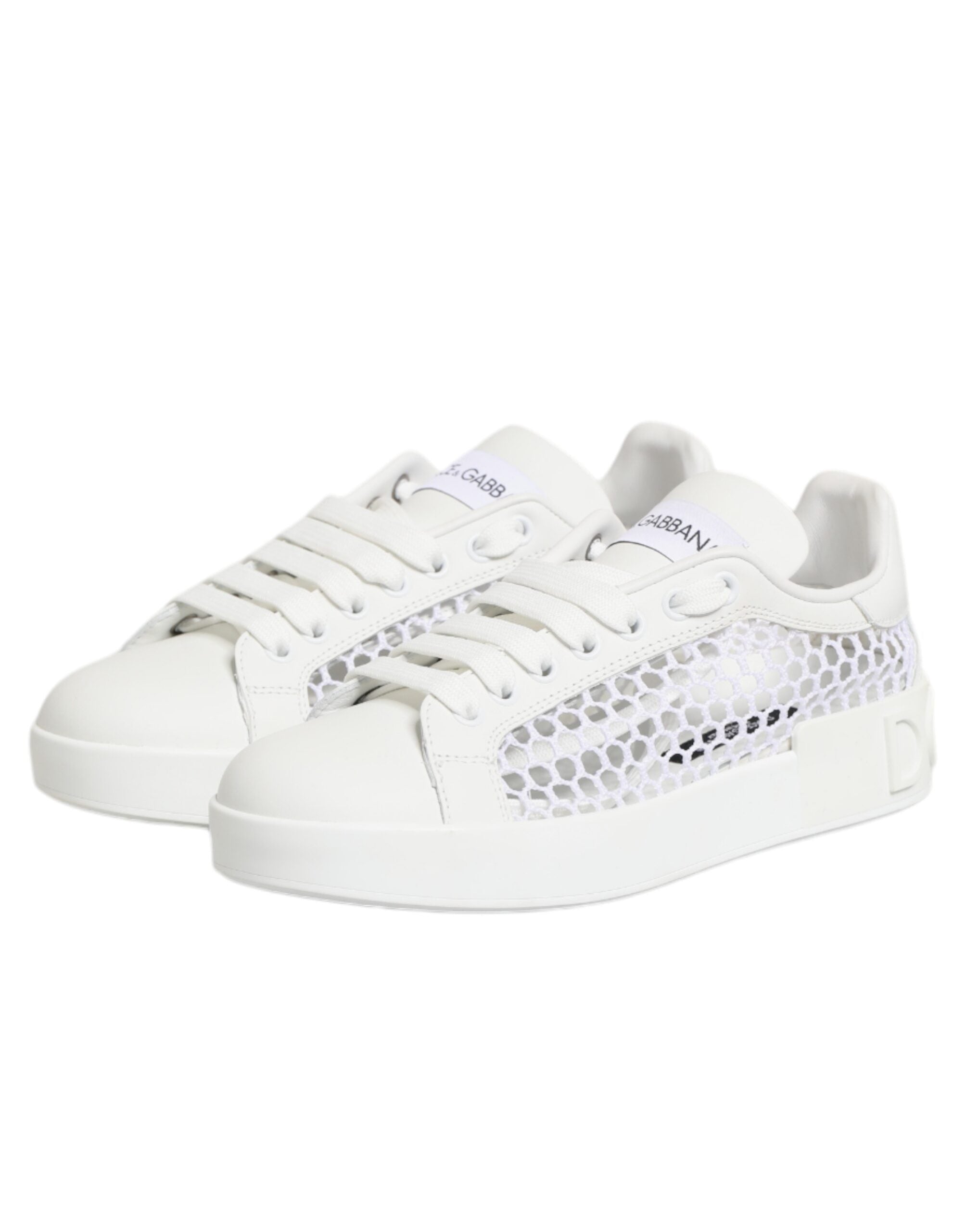 Dolce & Gabbana White Mesh Inserts Low Top Sneakers Women's Shoes