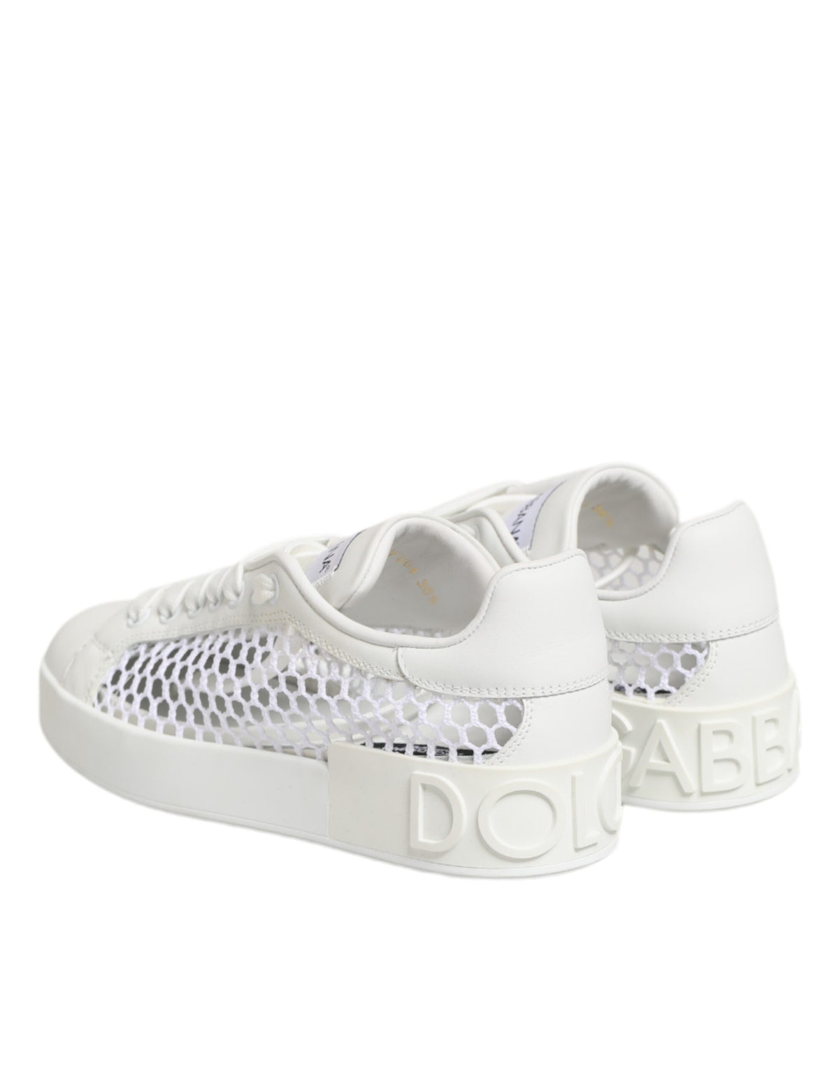 Dolce & Gabbana White Mesh Inserts Low Top Sneakers Women's Shoes