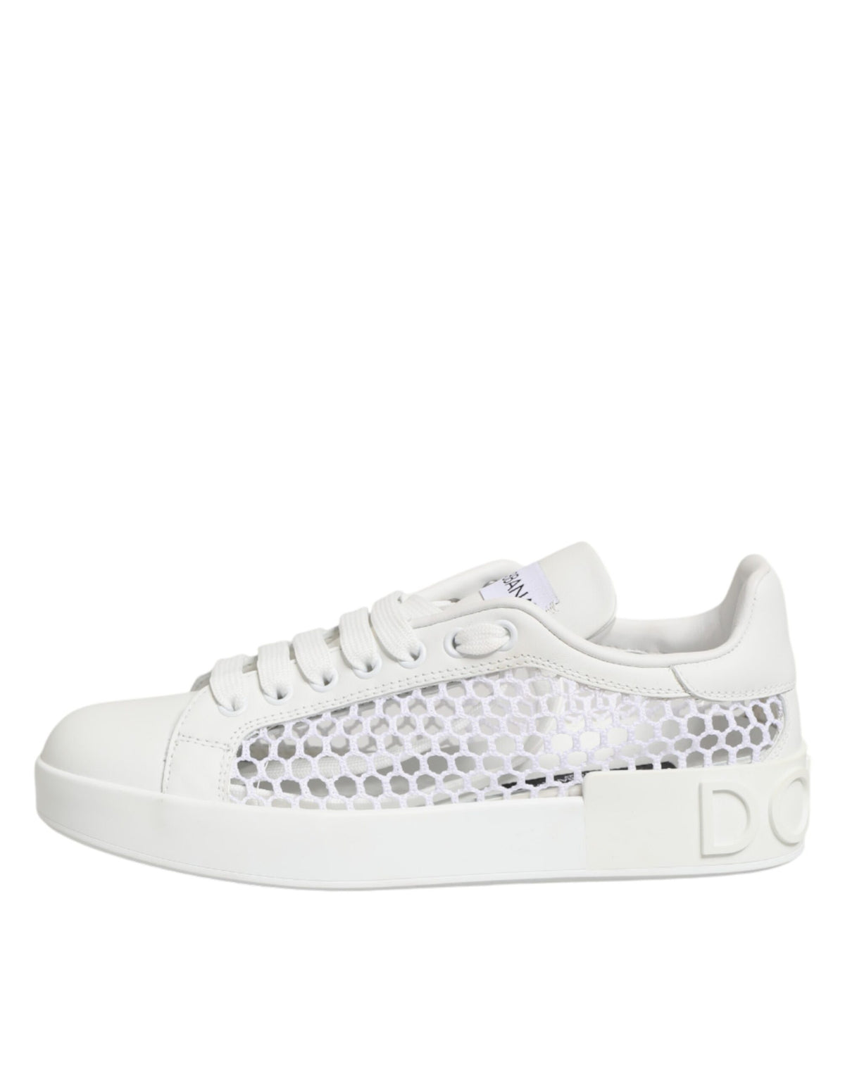 Dolce & Gabbana White Mesh Inserts Low Top Sneakers Women's Shoes