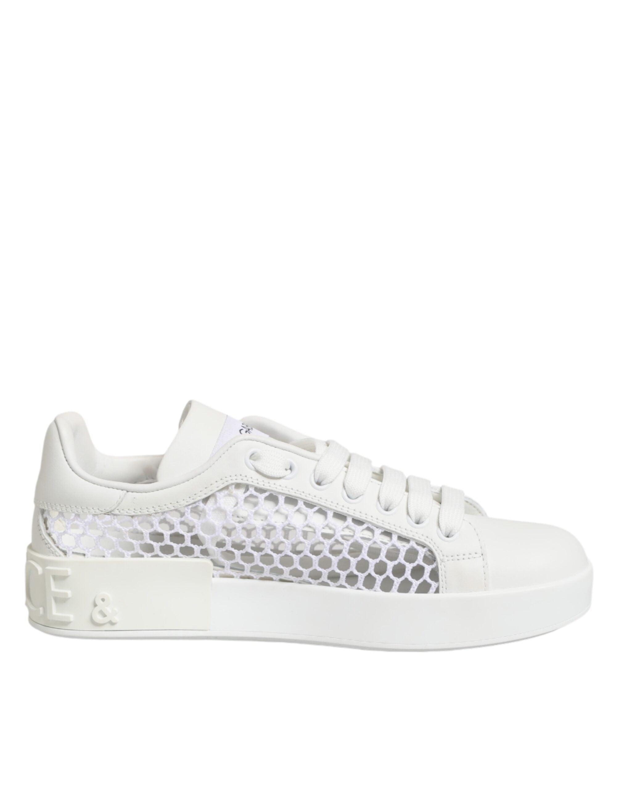 Dolce & Gabbana White Mesh Inserts Low Top Sneakers Women's Shoes