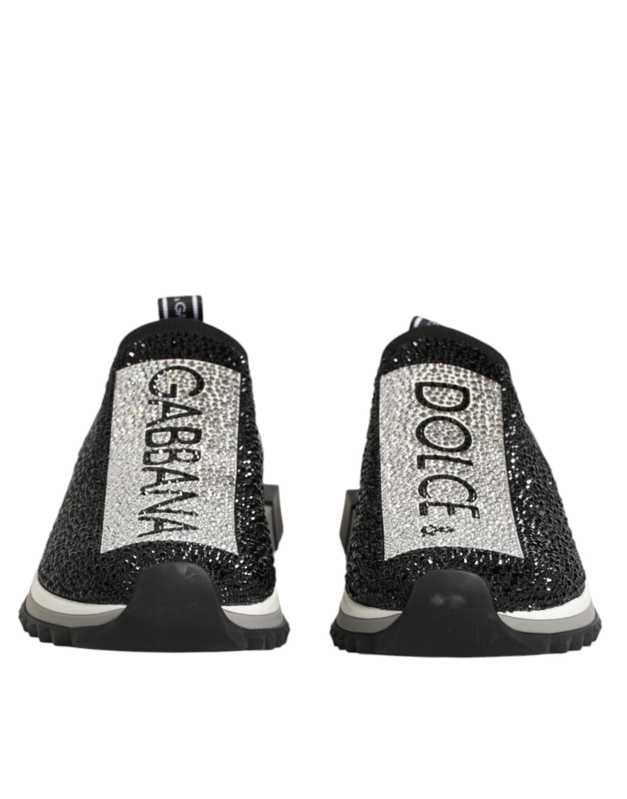 Dolce & Gabbana Black Silver Slip On Sorrento Sneakers Women's Shoes
