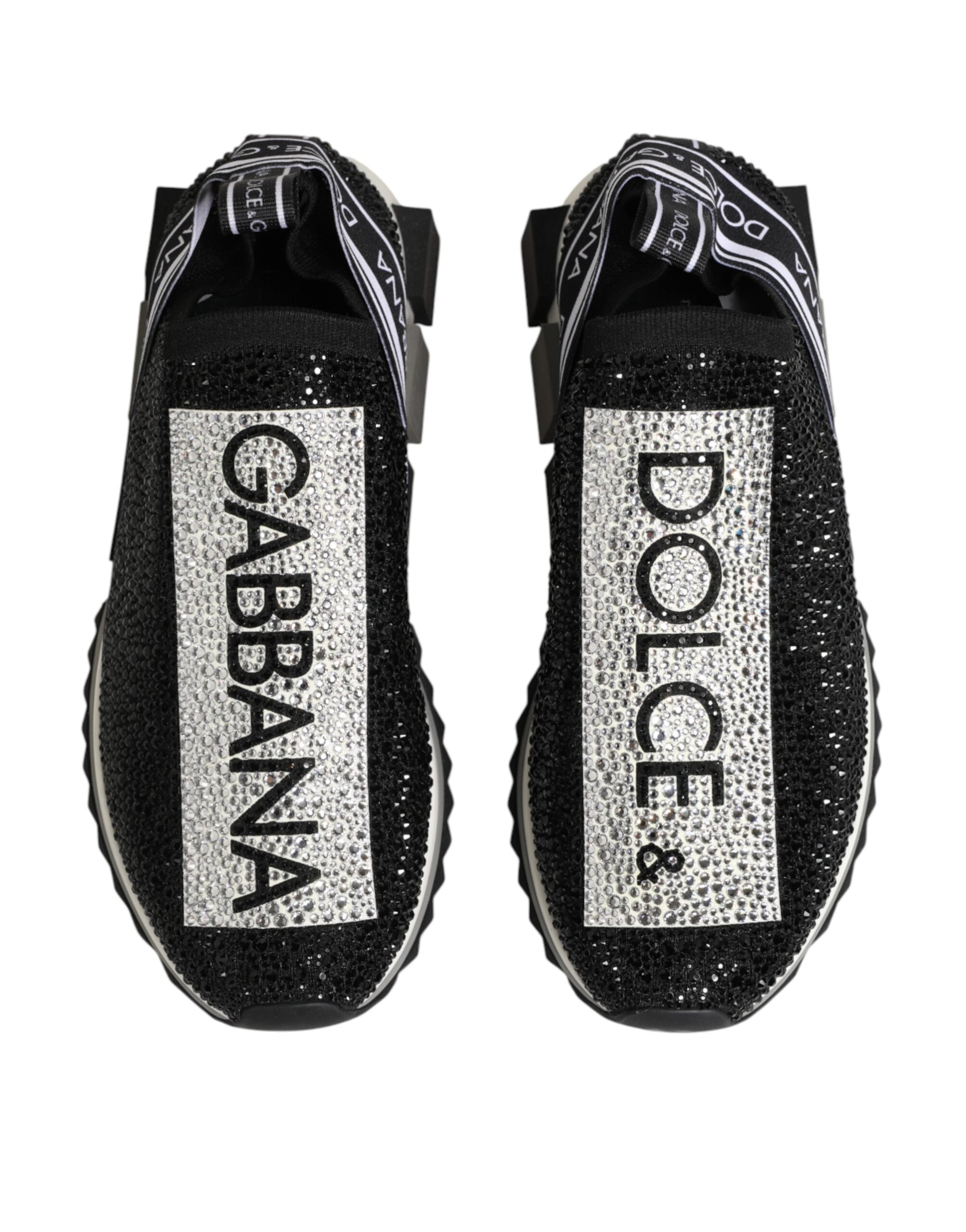 Dolce & Gabbana Black Silver Slip On Sorrento Sneakers Women's Shoes