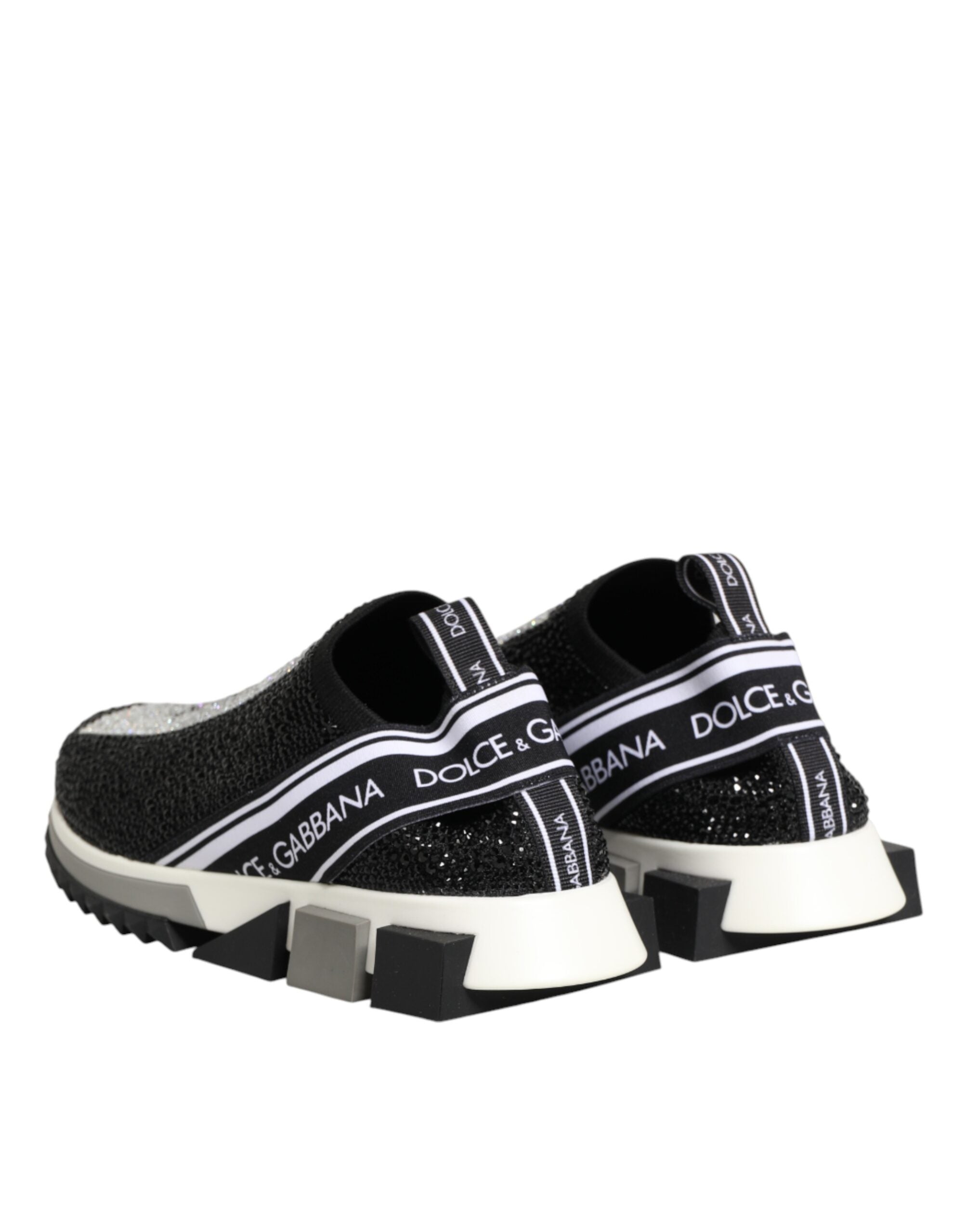 Dolce & Gabbana Black Silver Slip On Sorrento Sneakers Women's Shoes