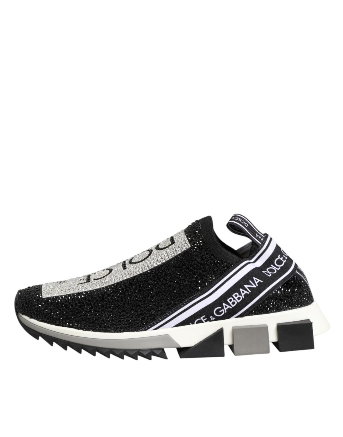 Dolce & Gabbana Black Silver Slip On Sorrento Sneakers Women's Shoes