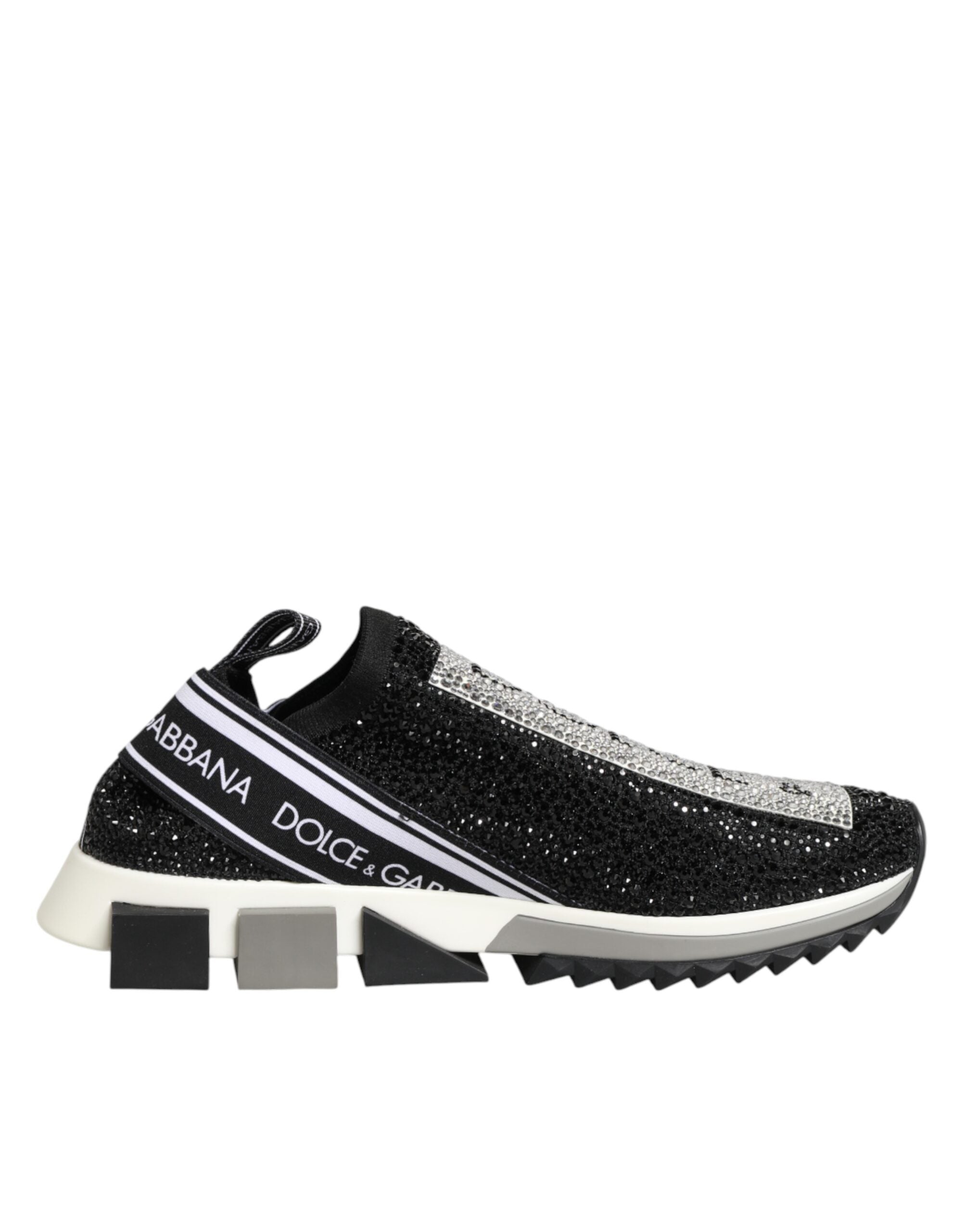 Dolce & Gabbana Black Silver Slip On Sorrento Sneakers Women's Shoes