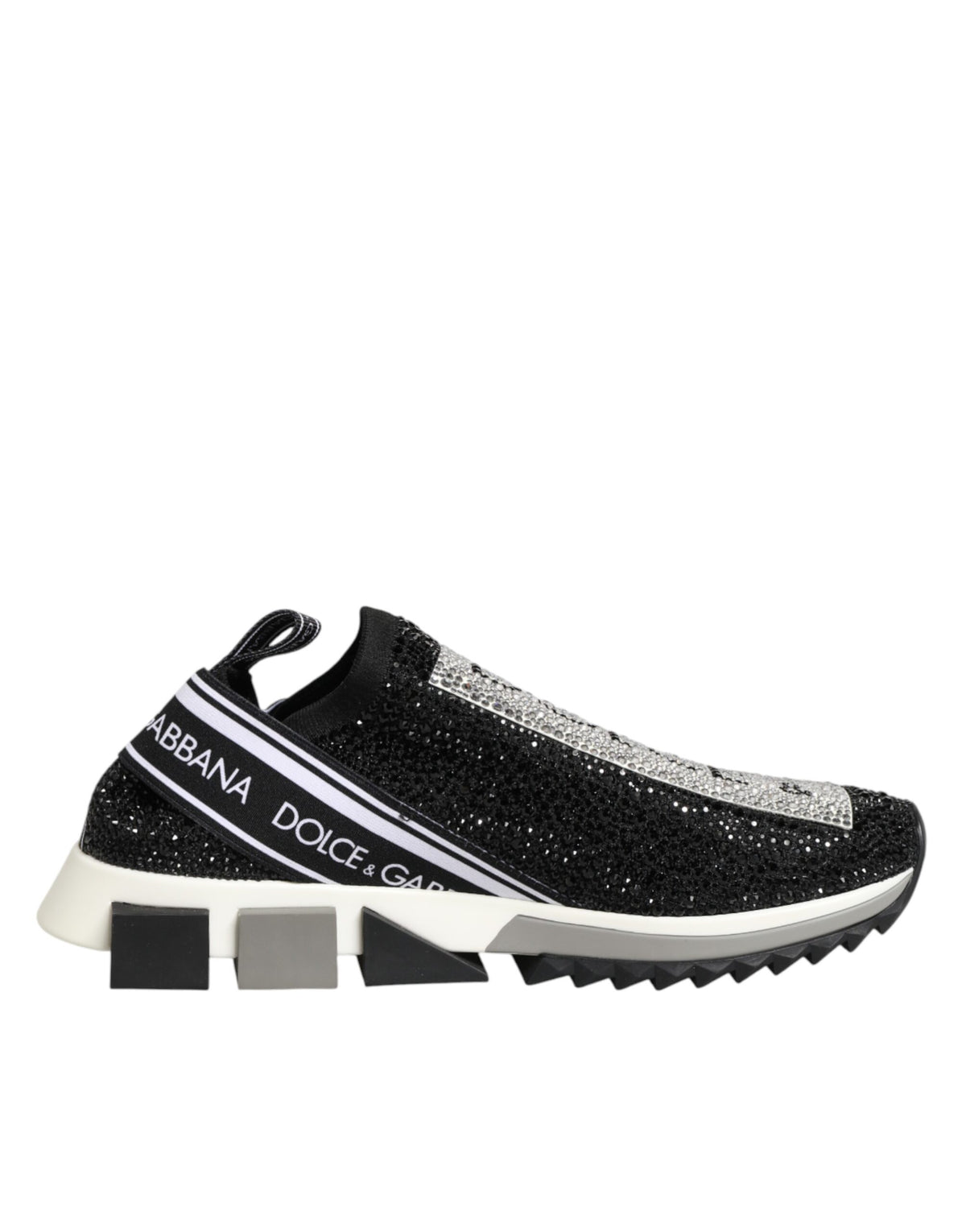 Dolce & Gabbana Black Silver Slip On Sorrento Sneakers Women's Shoes